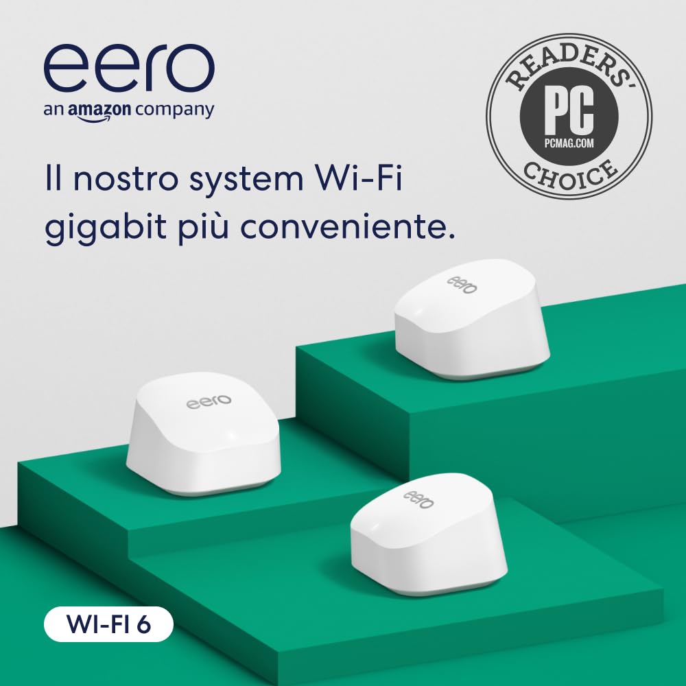 Thumbnail 6 de Amazon eero 6+ Mesh Wi‑Fi (modello 2022), kit da 2 router con Ethernet 1 Gbps, copertura fino a 280 m²