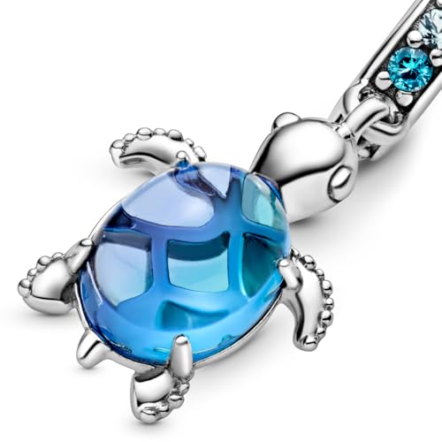 Detalle 1 de PANDORA Passions colgante tortuga marina de plata y cristal de Murano