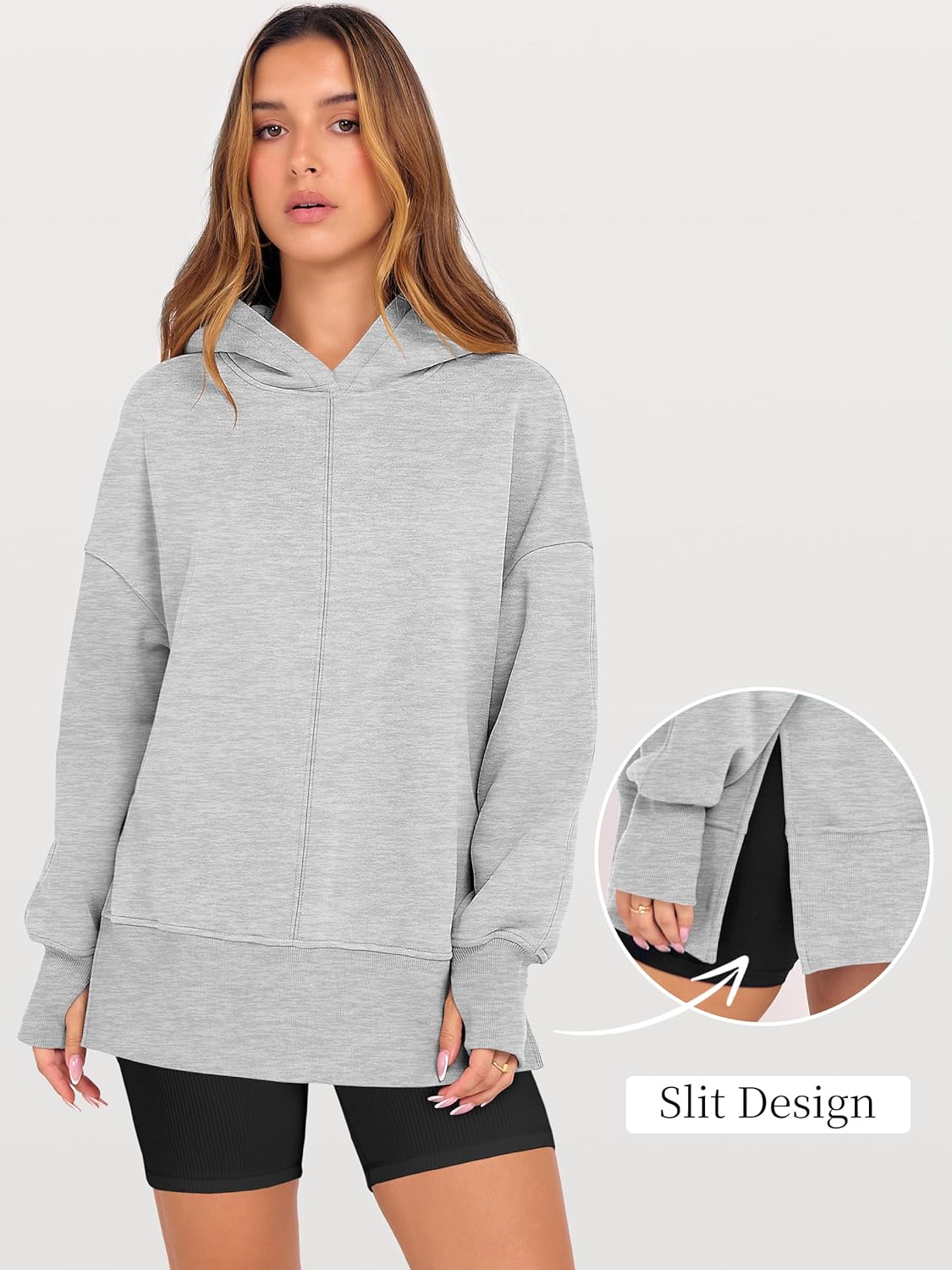 Thumbnail 6 de ANRABESS Womens Oversized Hoodie side-slit pullover