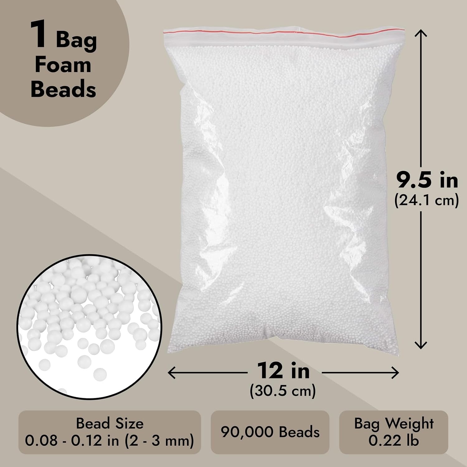 Detalle de Juvale White Foam Beads for Slime and Crafts, 90,000 Count, 0.08–0.12 in
