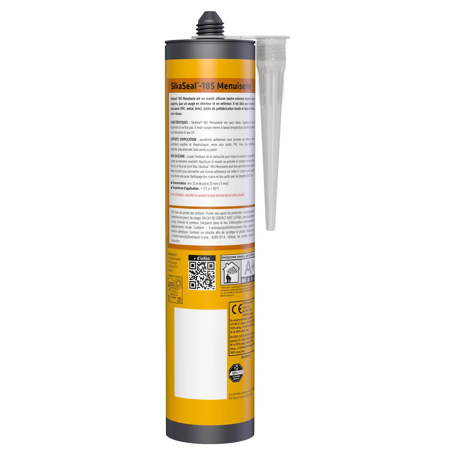 Thumbnail 1 de SikaSeal-185 Mastic Silicone Universel – Joint de construction transparent 300 ml
