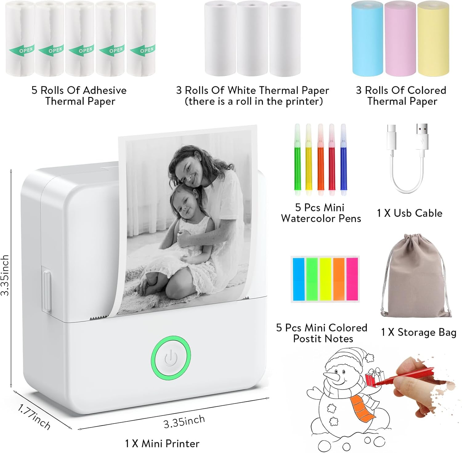 Thumbnail 2 de HUIJUTCHEN Mini Pocket Printer: Compact, Inkless Thermal Printing with Bluetooth