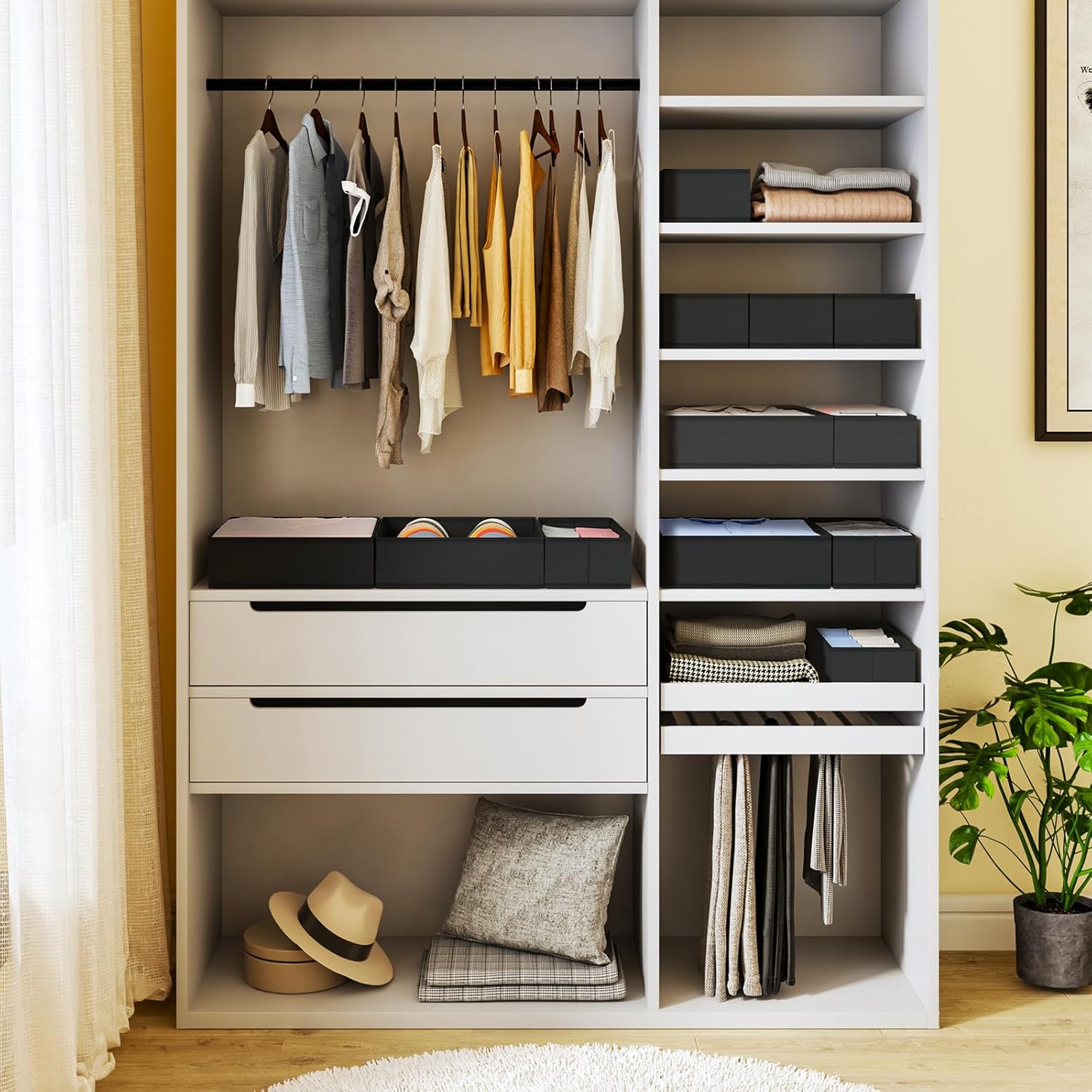 Thumbnail 6 de DIMJ Undewear Drawer Organiser Dividers – 4 Pcs (2 sizes), Foldable Fabric Wardrobe Storage for Bedroom, Wardrobe, Closet and Shelf in Black