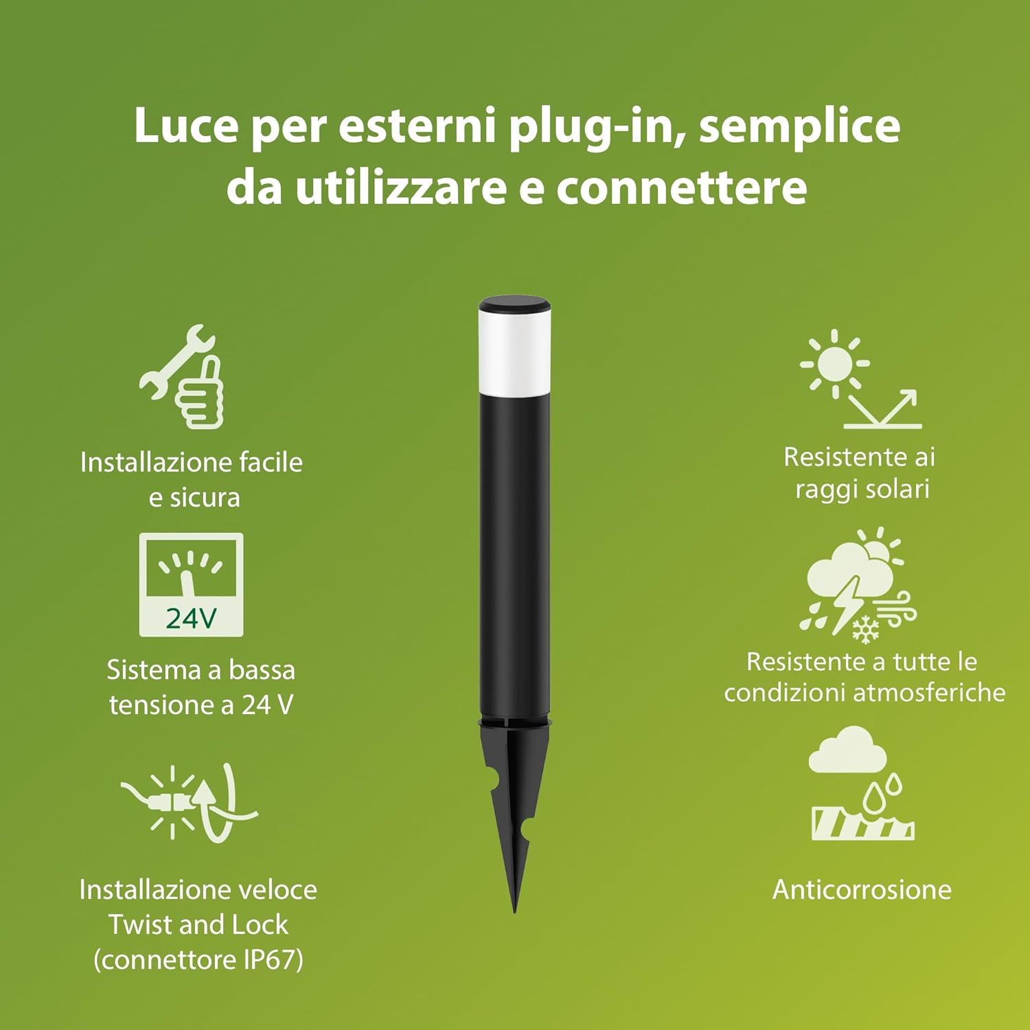 Thumbnail 1 de Philips GardenLink Purex set di paletti per esterni 3x1.5W 24V IP67 nero