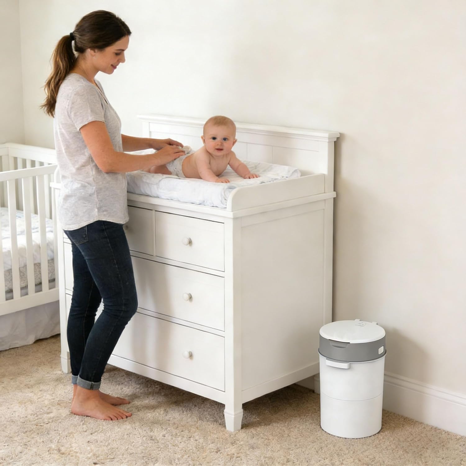 Thumbnail 1 de Bellababy Diaper Pail, 13 L, Double Odour Lock, White with 2 Refills