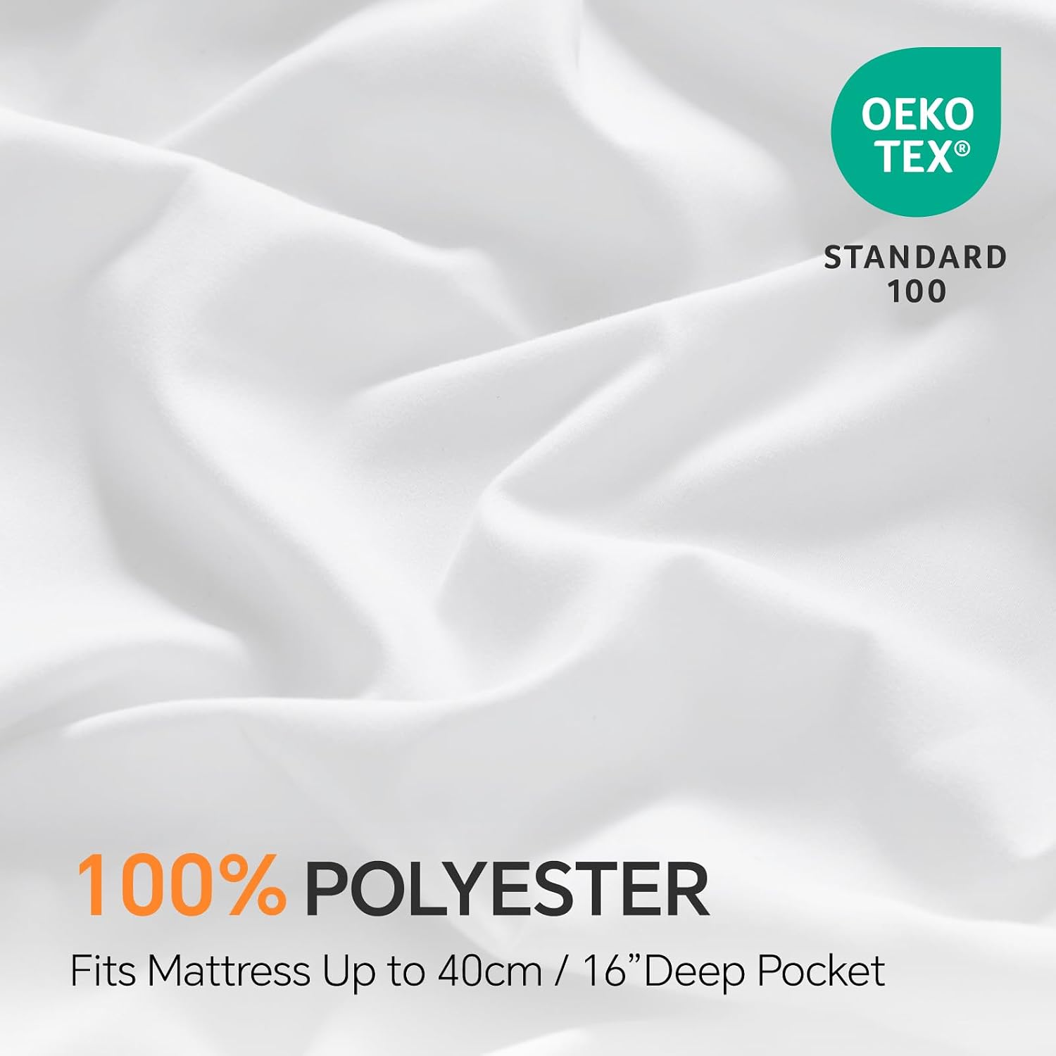 Detalle de BEDELITE King Fitted Sheet in White (150x200cm) with Extra Deep Pocket