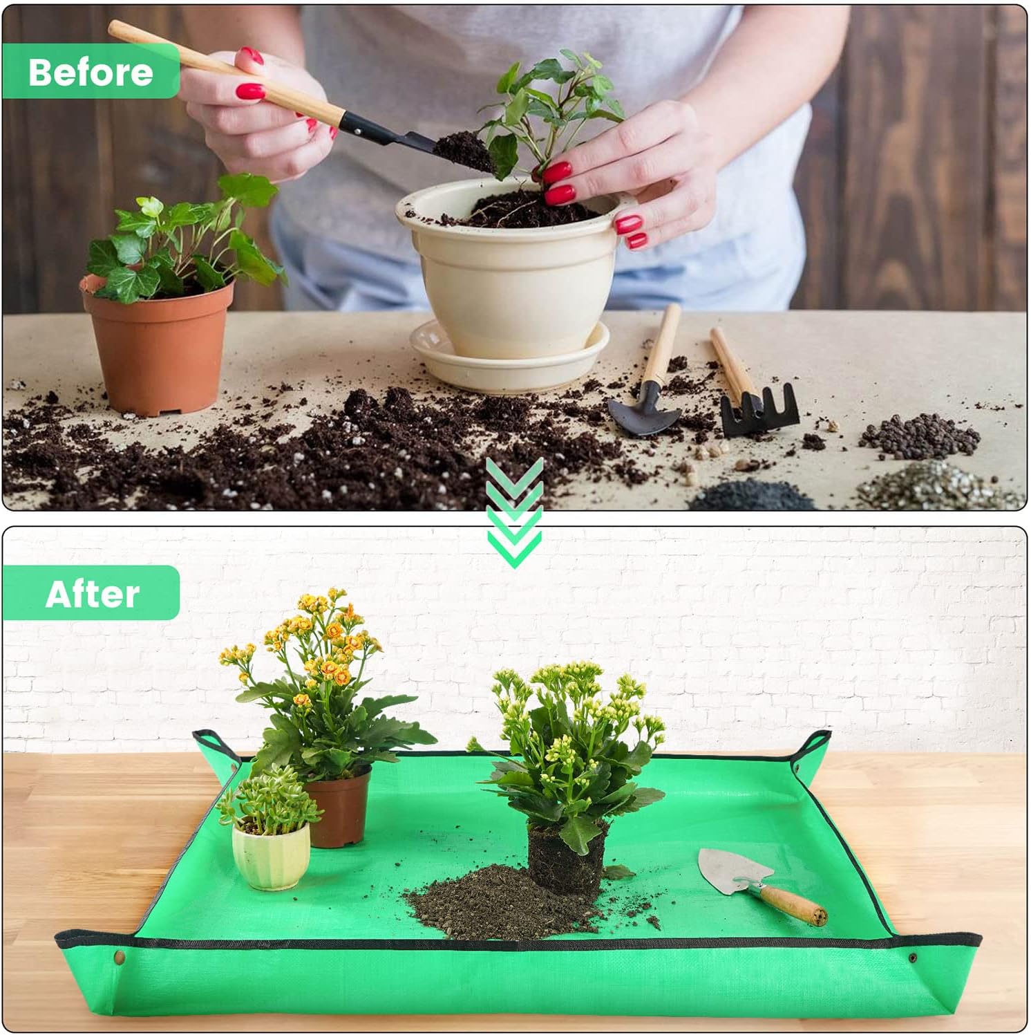 Detalle de Onlysuki PP-0081 Plant Repotting Mat, 39.5" × 31.5", Waterproof PE