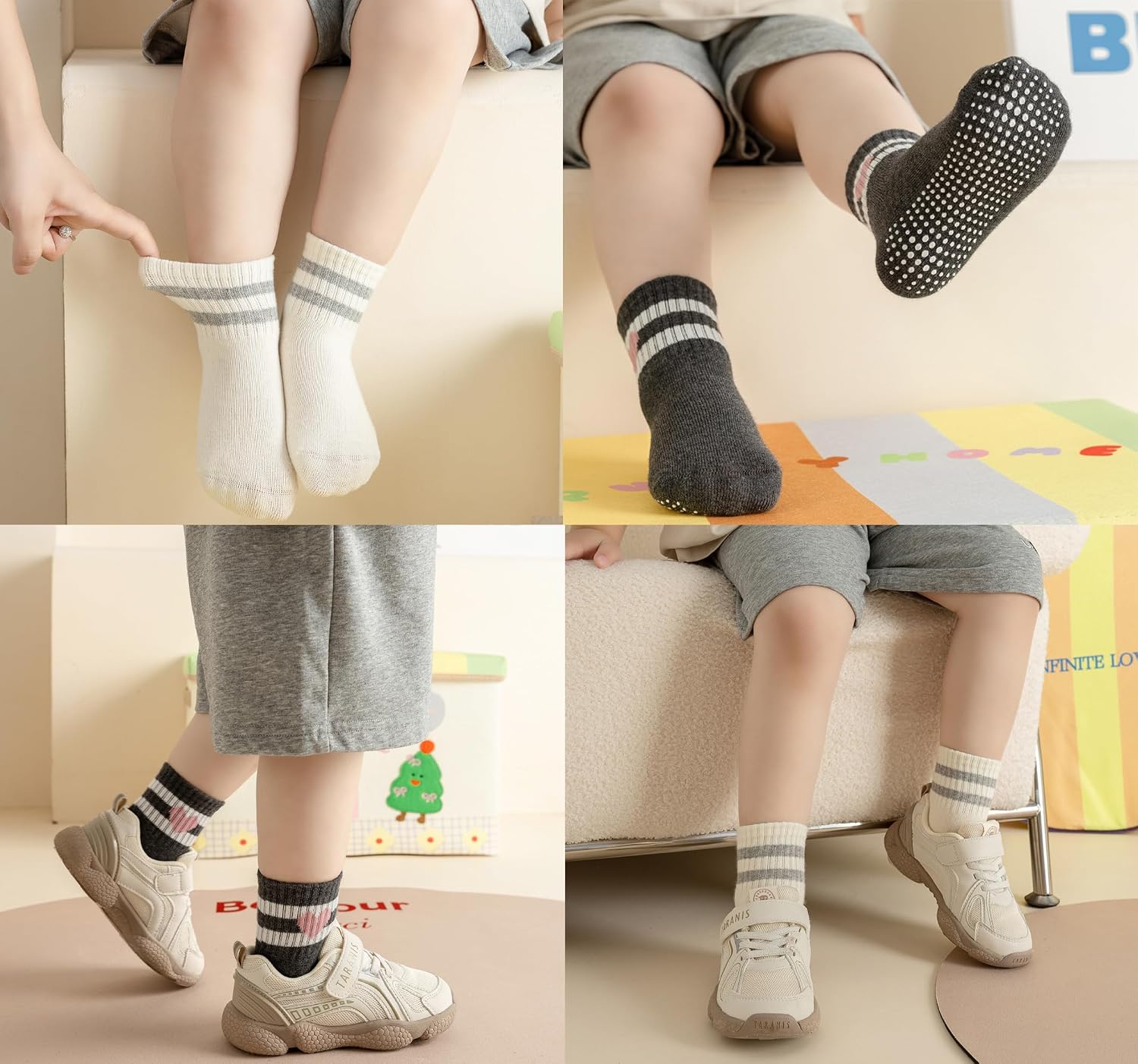 Detalle de Wamvp Toddler Grip Socks, 6-Pair Set