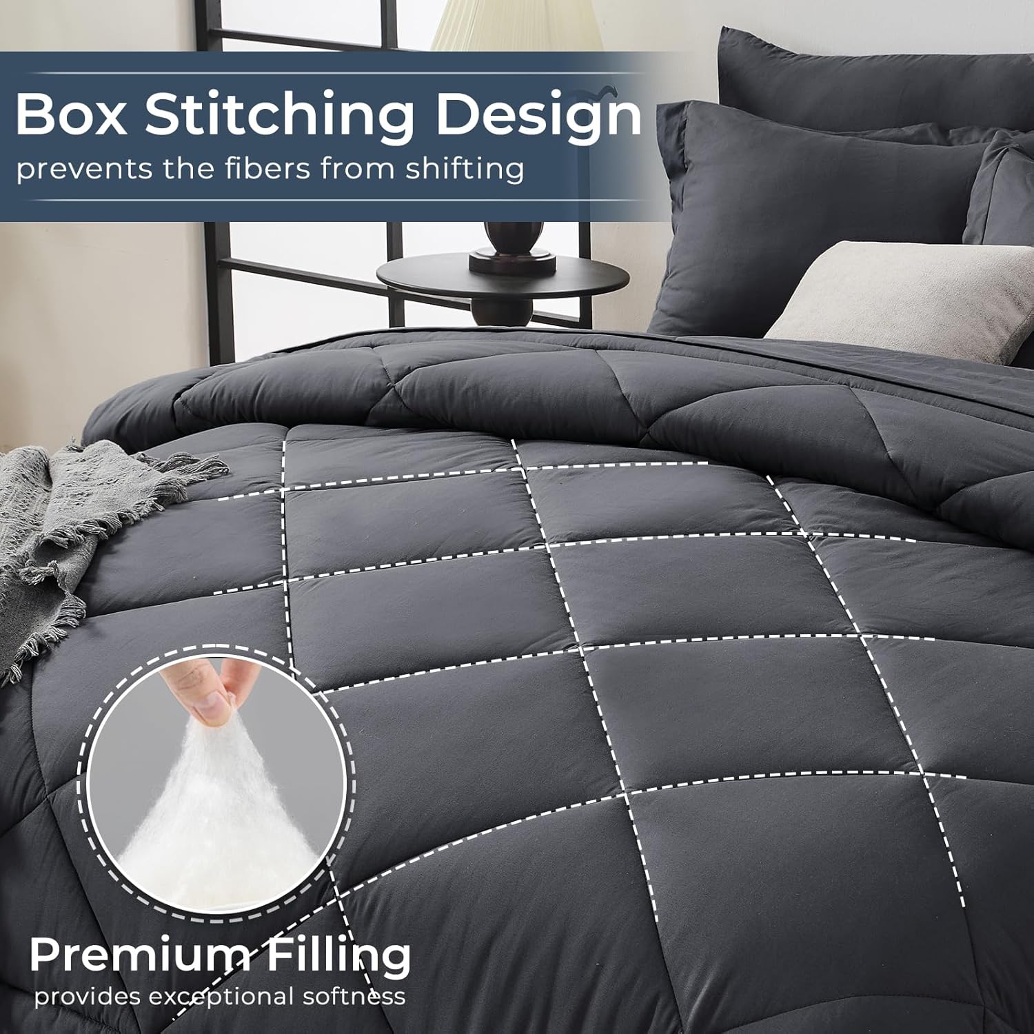 Detalle 2 de HEVUMYI Queen 7‑Piece Comforter Set, All‑Season