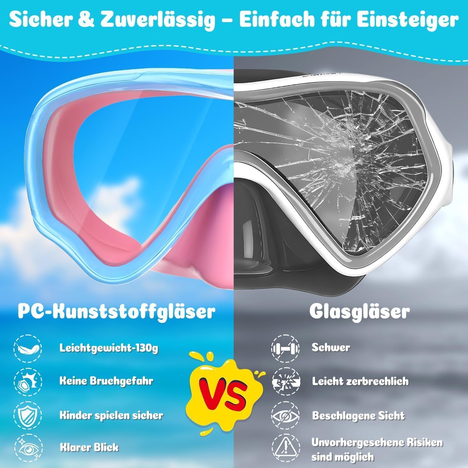 Thumbnail 1 de COOLOO Kinder-Taucherbrille mit 180° Panorama – sicher, komfortabel und einfach zu handhaben
