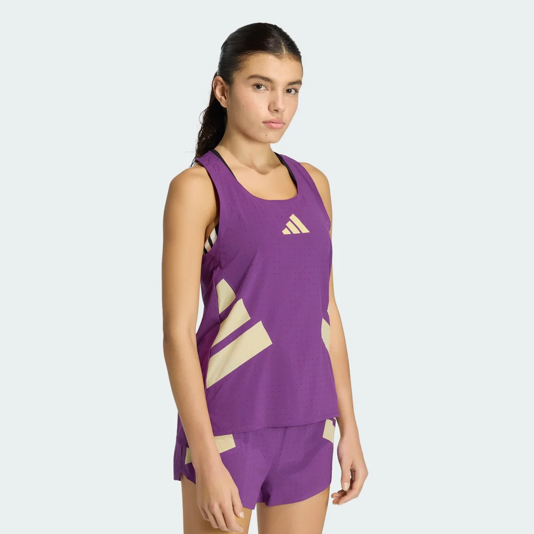 Detalle de Camiseta sin mangas Adizero Road to Records de Adidas — violeta