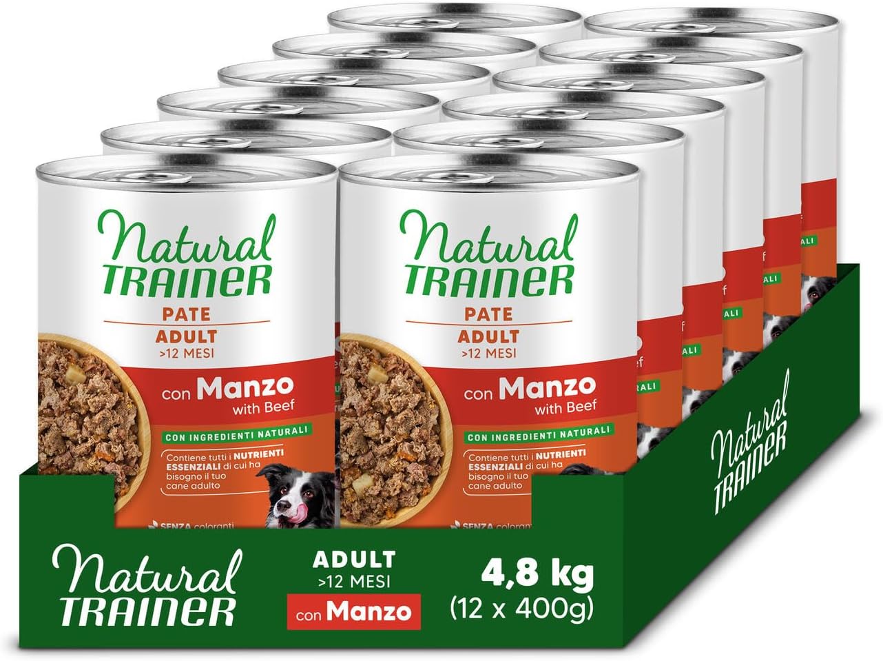 Detalle de Trainer Natural Medium-Maxi Cibo Umido per Cani Adulti – Paté al Vitello (12 x 400 g)