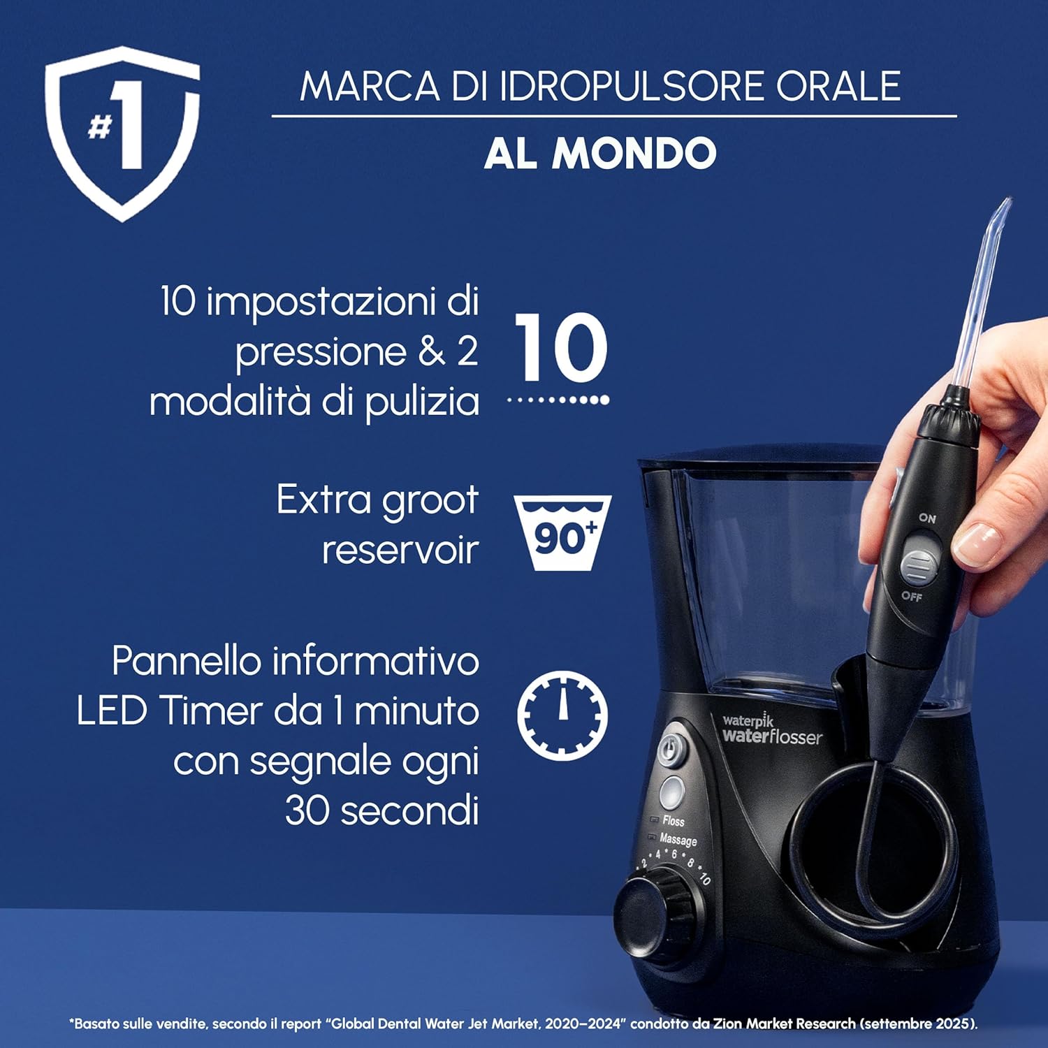 Thumbnail 4 de Waterpik Idropulsore Dentale Ultra Professional WP-662EU: 6 testine, 10 impostazioni di pressione, serbatoio 650 ml