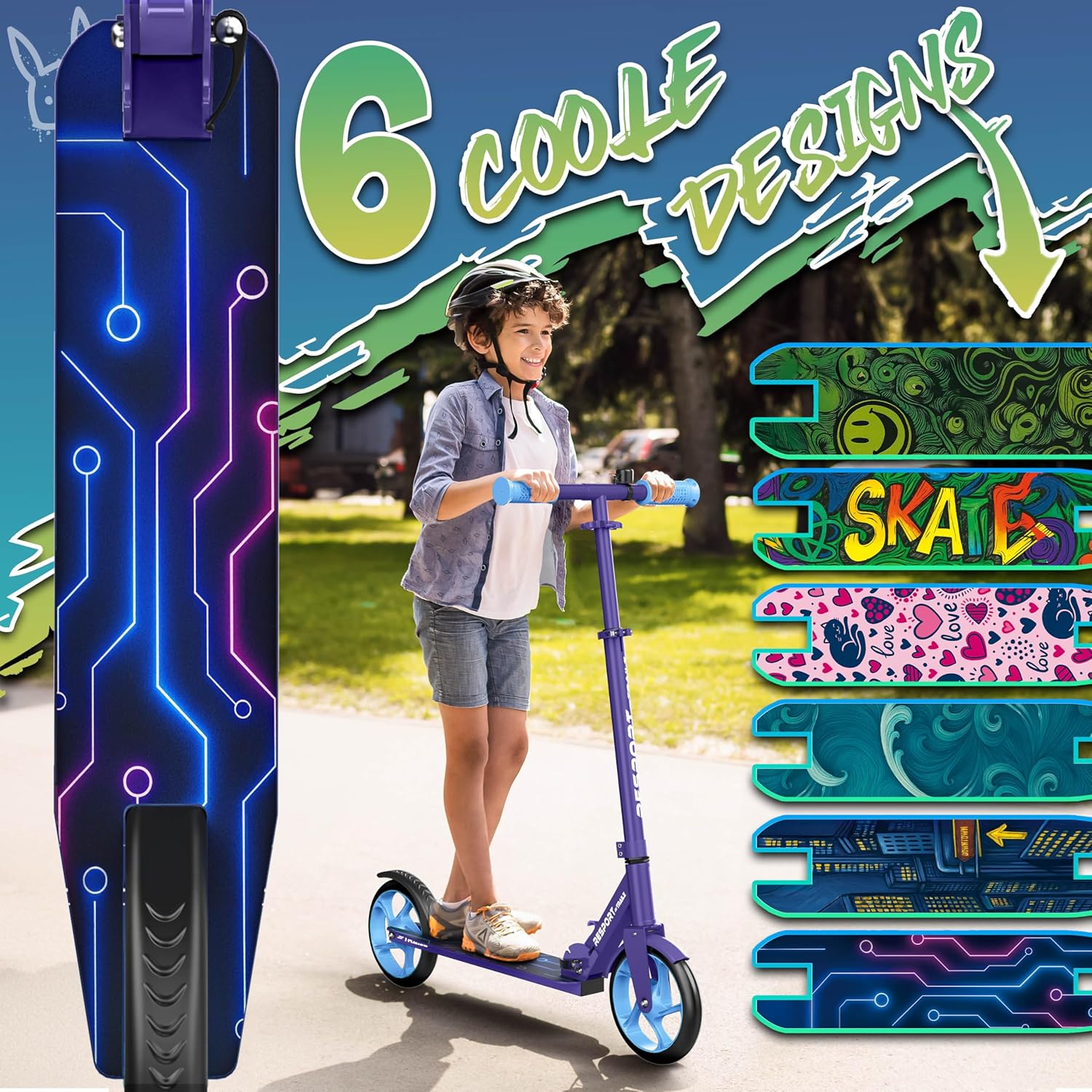 Thumbnail 5 de RE:SPORT Cityroller – höhenverstellbar, klappbar bis 100 kg, Klingel & Tragegurt