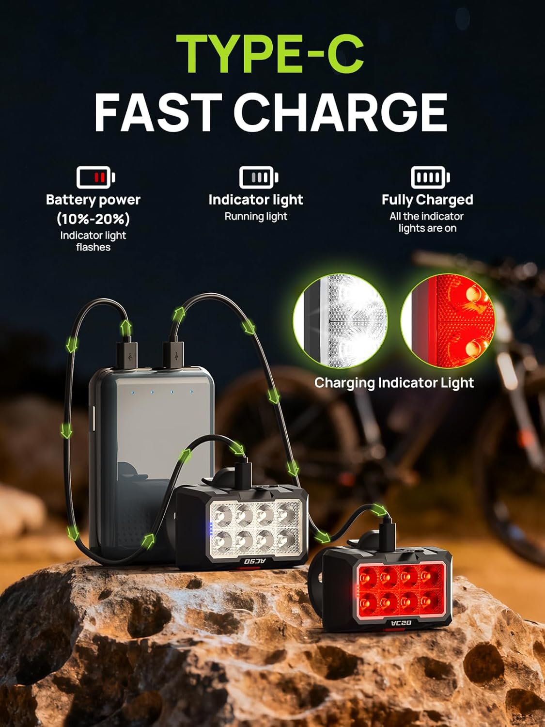Thumbnail 4 de ACSO Bike Lights Front and Back