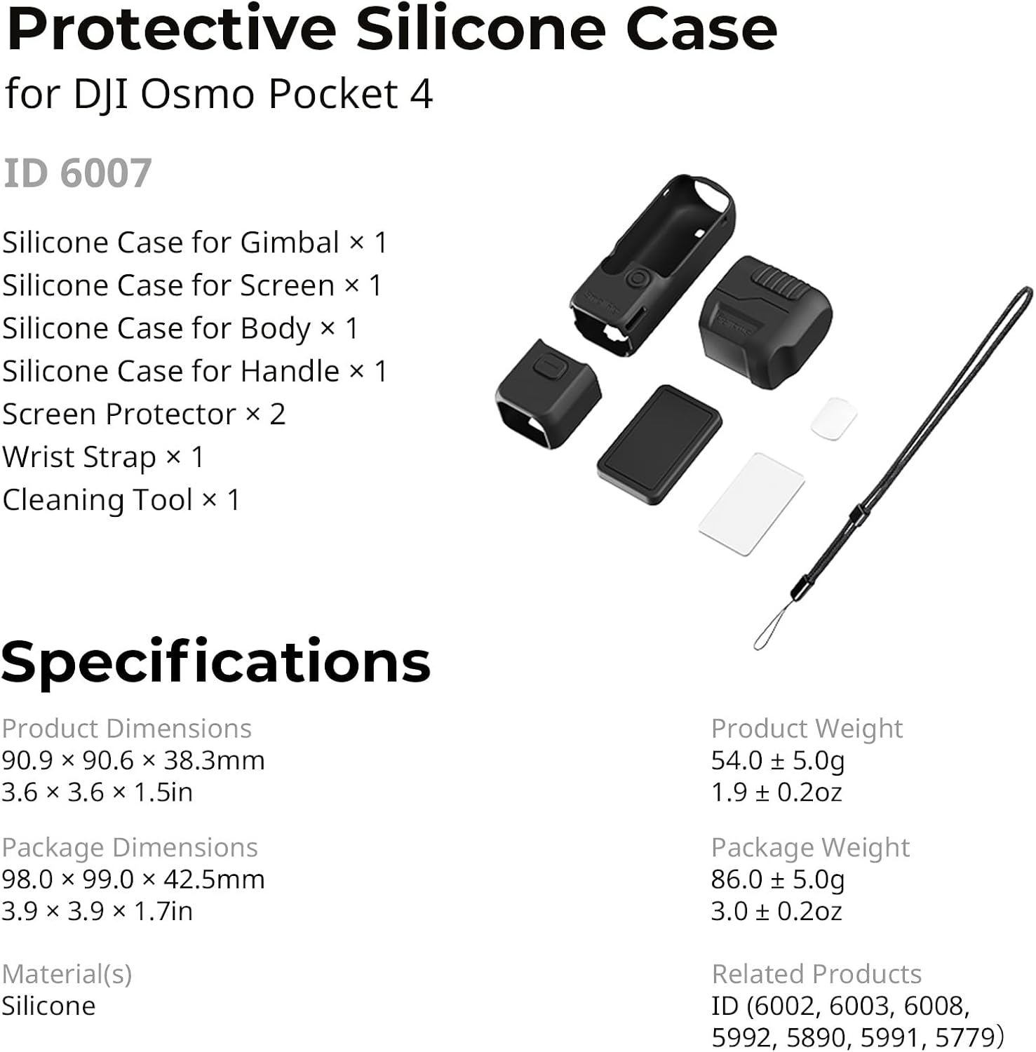 Thumbnail 6 de SmallRig Étui de Protection en Silicone pour DJI Osmo Pocket 4 – Kit modulaire avec écran trempé et dragonne