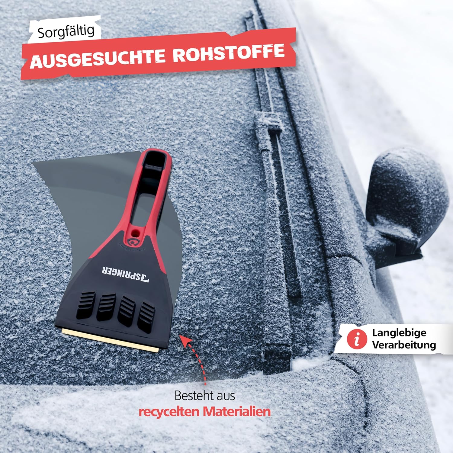 Thumbnail 6 de SPRINGER ZX2000 isskrapa med mässingsblad, fyra isbrytare och halkfritt grepp