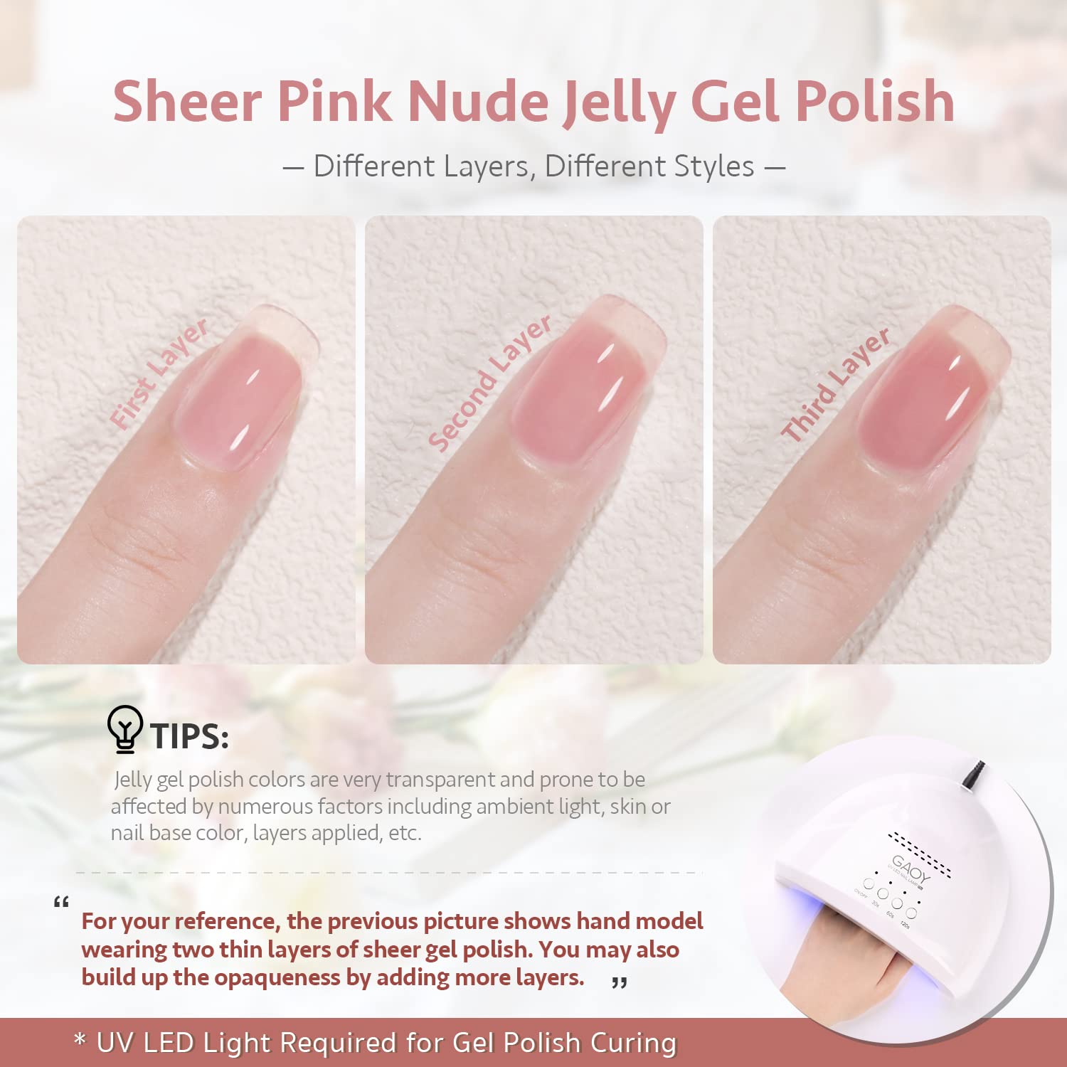 Thumbnail 2 de GAOY Jelly Nude Pink Gel Nail Polish Set 6-pack 💅