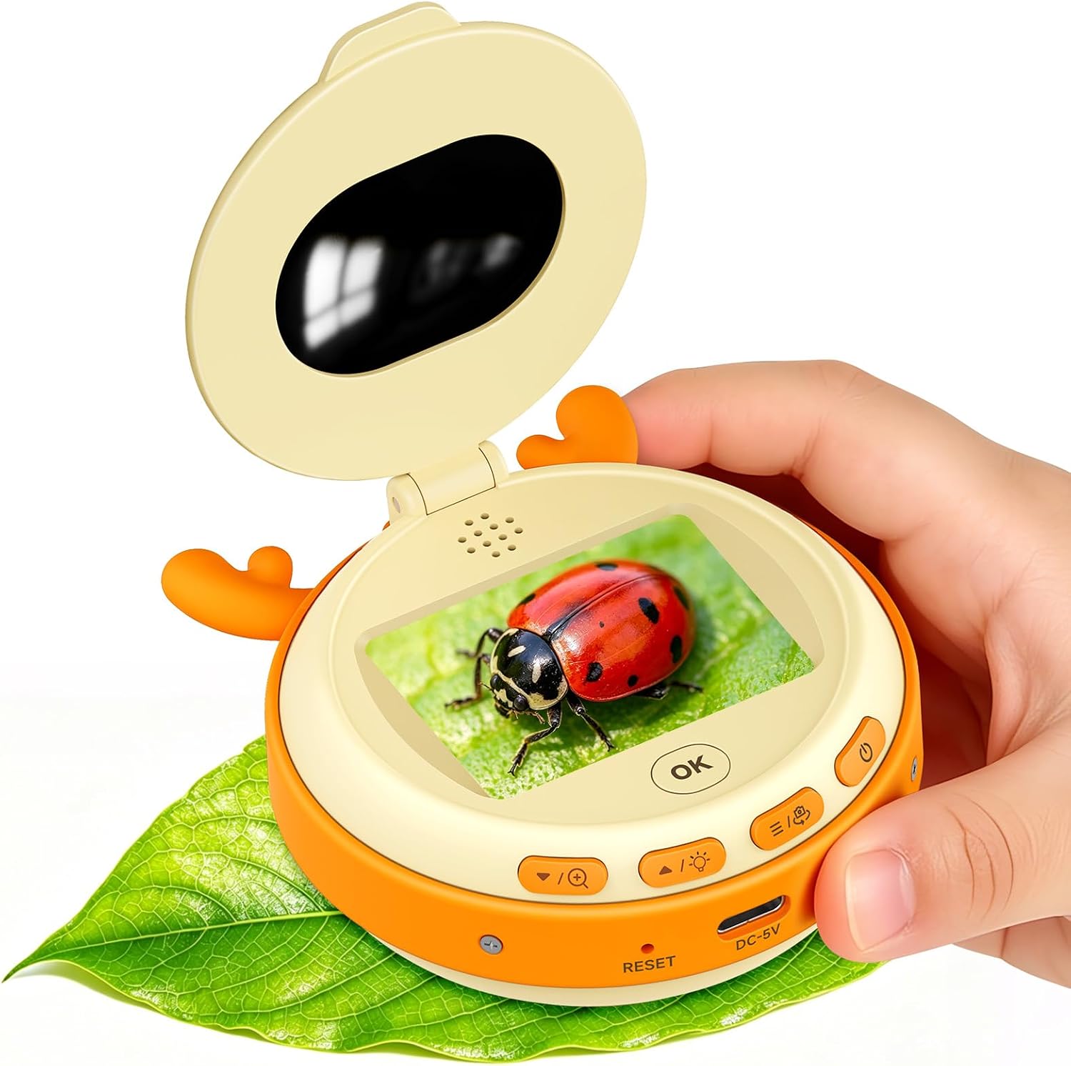 Detalle de Leipan Kids Microscope with 2" IPS Screen and 1000x Magnification (Orange) – Portable STEM Toy for 4–12 Year Olds