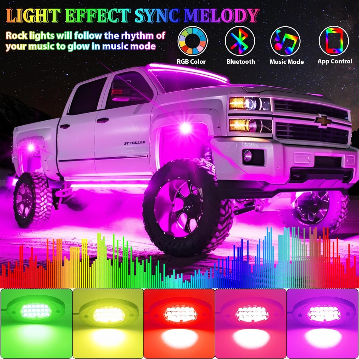 Detalle 2 de RGB Rock Lights 12 Pods Underglow