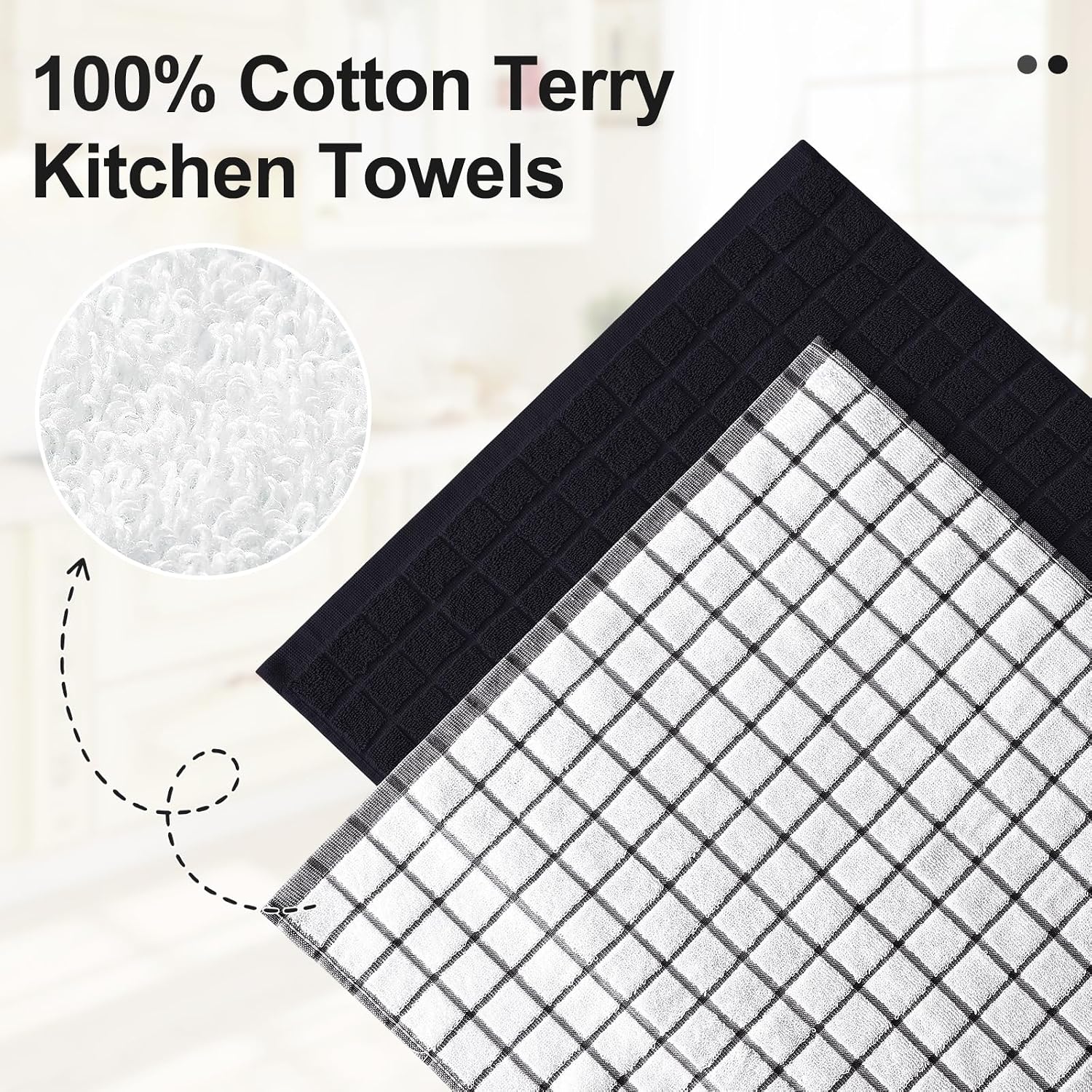 Thumbnail 1 de Homaxy Cotton Kitchen Towels, 8-Pack