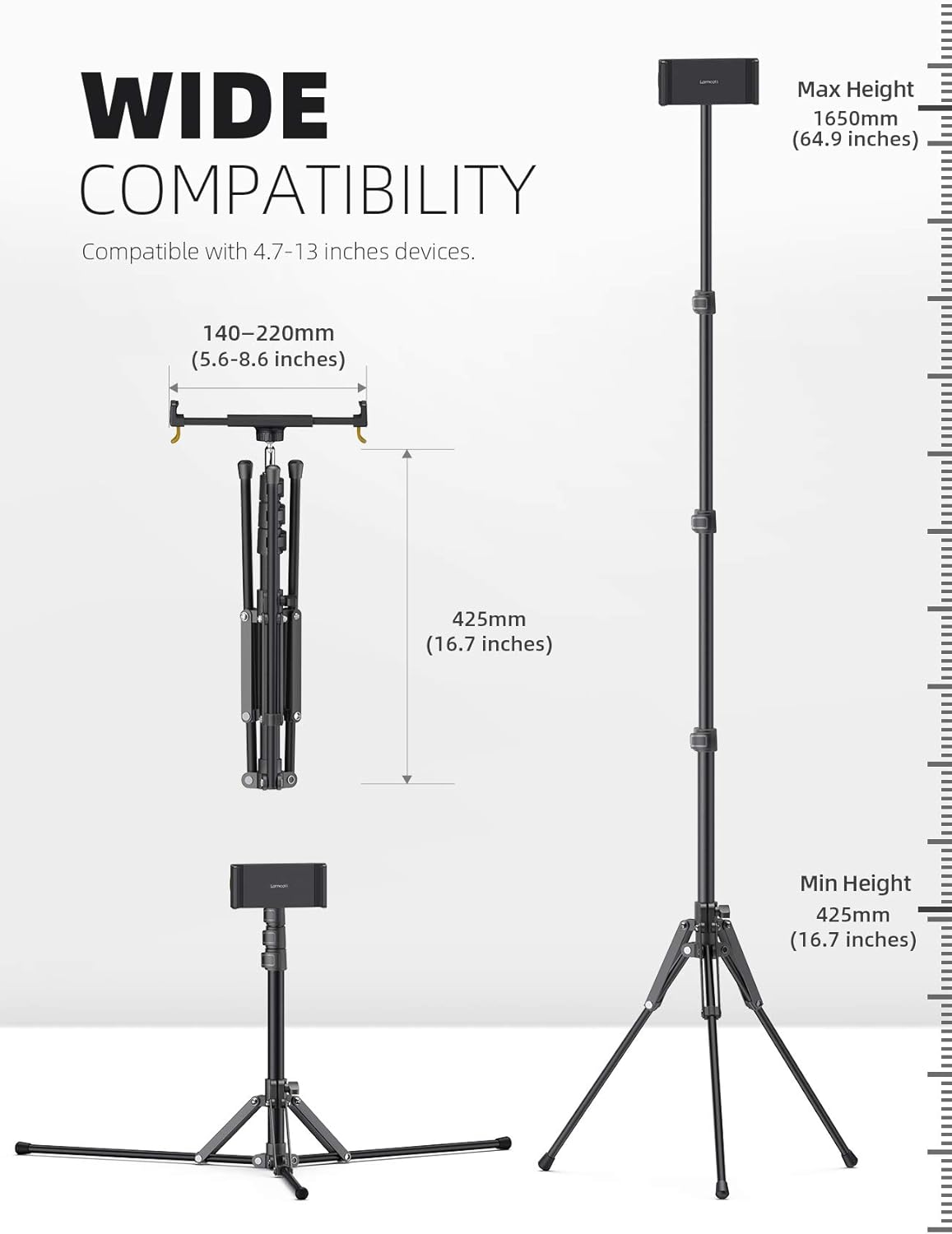 Thumbnail 4 de Lamicall iPad Tripod Stand 65" adjustable height