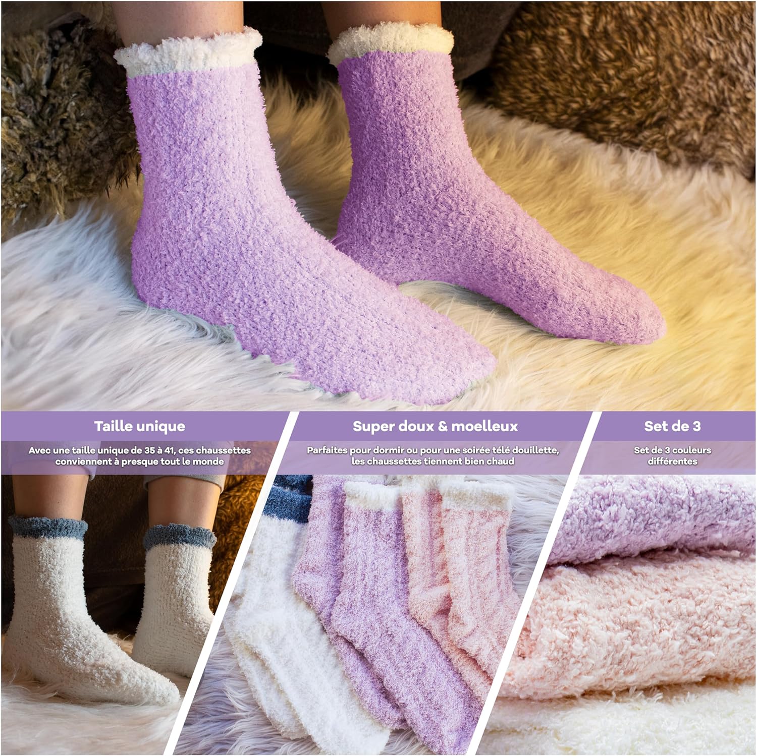 Thumbnail 1 de Netrox – Chaussettes douillettes femme, 6 paires, taille 36–42, pelucheuses pour l’intérieur et l’hiver