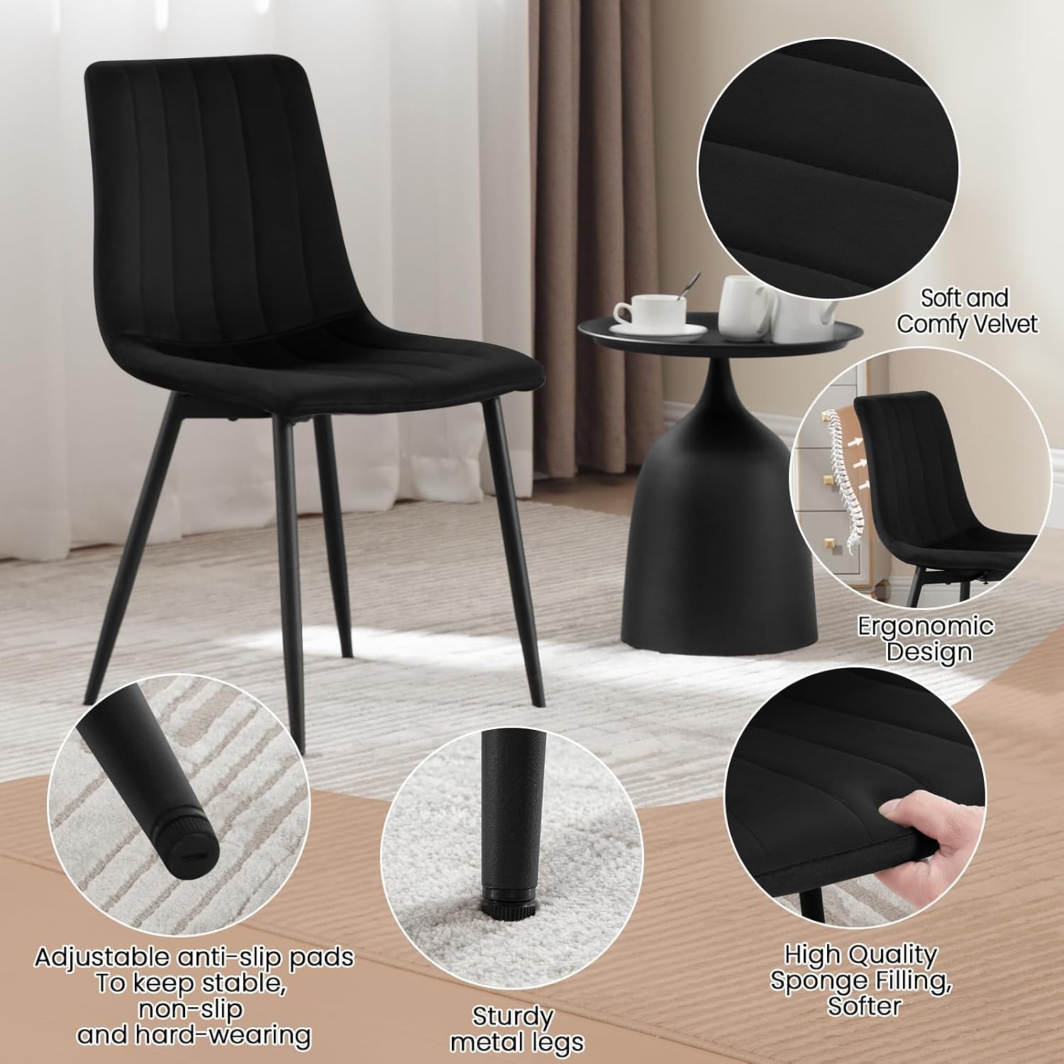 Detalle 1 de Klihome Esszimmerstühle 4er Set, 150 kg
