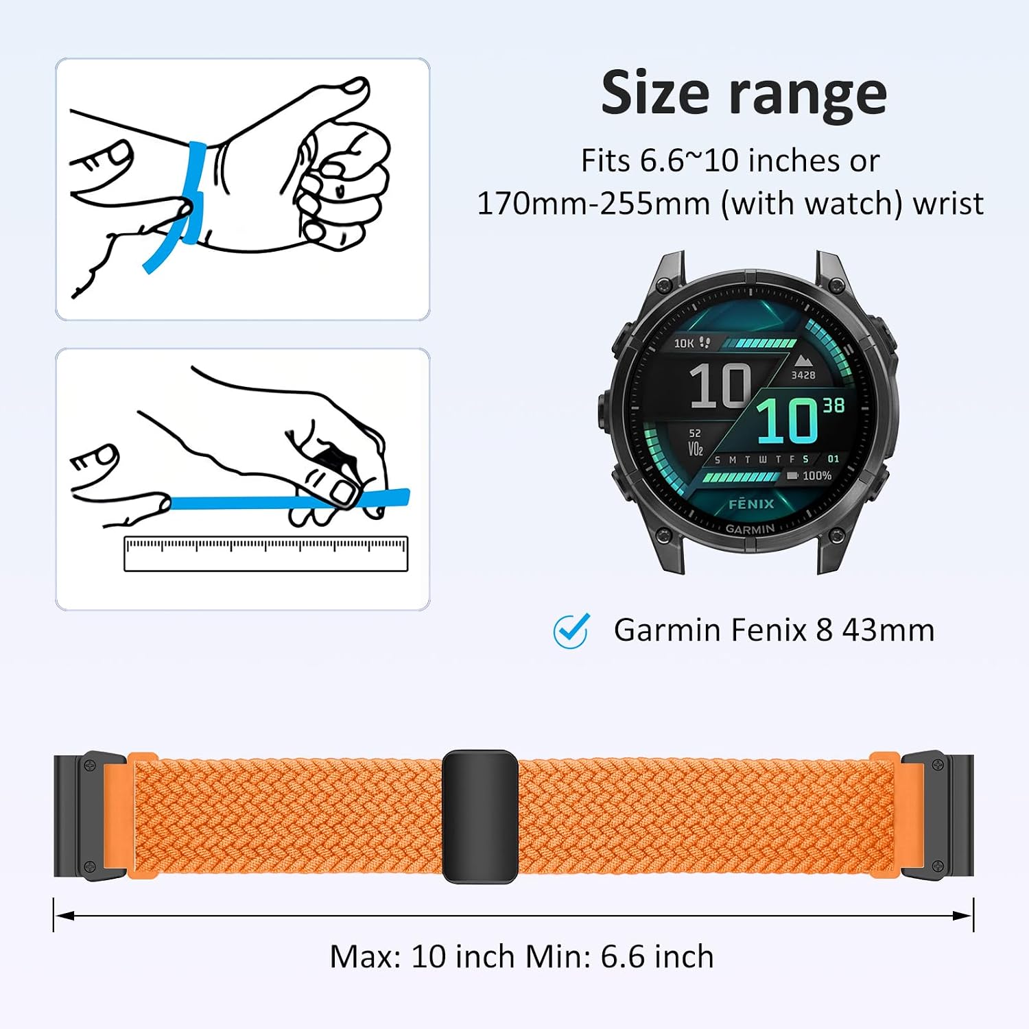 Detalle 2 de RosMank 20mm Quickfit Braided Nylon Watch Band for Garmin and More