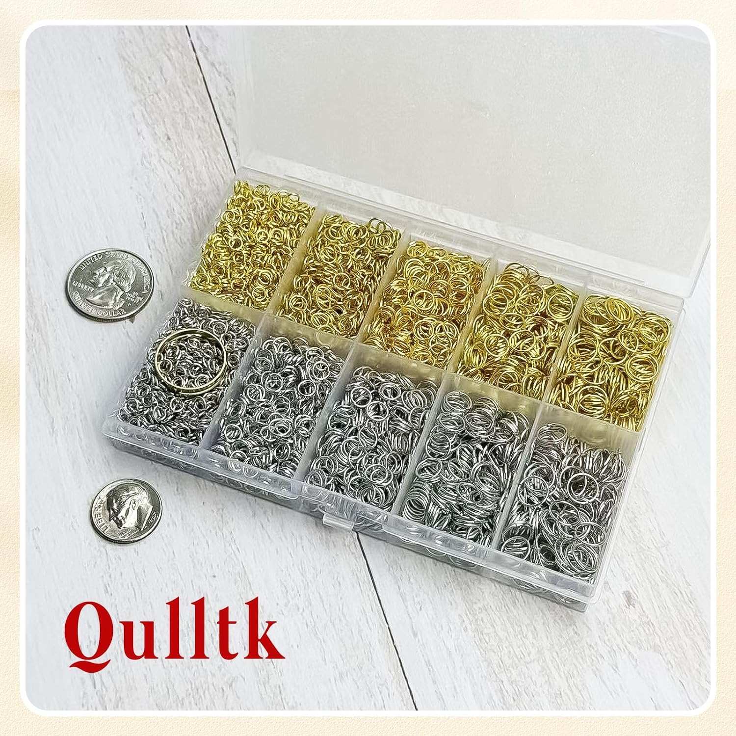 Detalle de Qulltk A-Silver&Gold Jump Rings Kit, 4,600 Pieces in Five Sizes