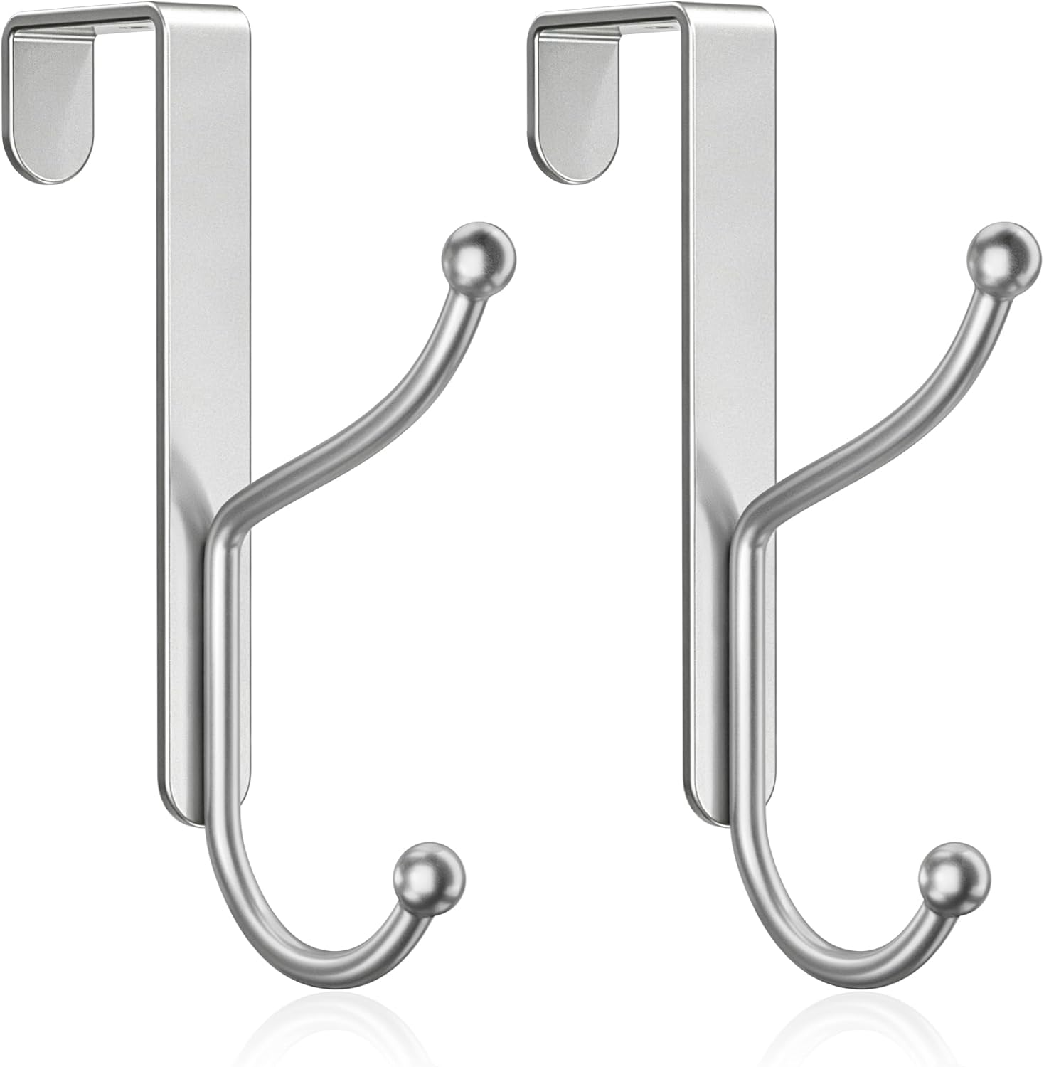 Detalle de niffgaff Over Door Hook 2-Pack, Silver Powder-Coated Metal, No-Drill Mount