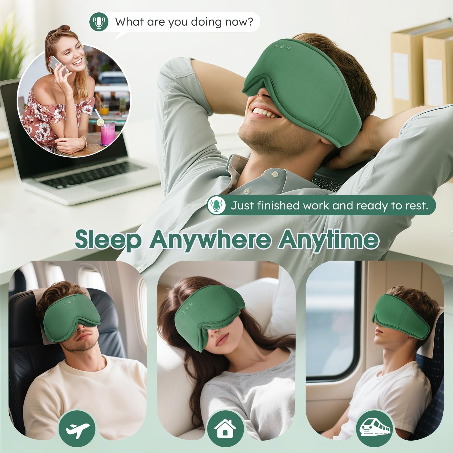 Thumbnail 6 de LC-dolida Bamboo Sleep Mask Headphones Bluetooth 5.4 😴