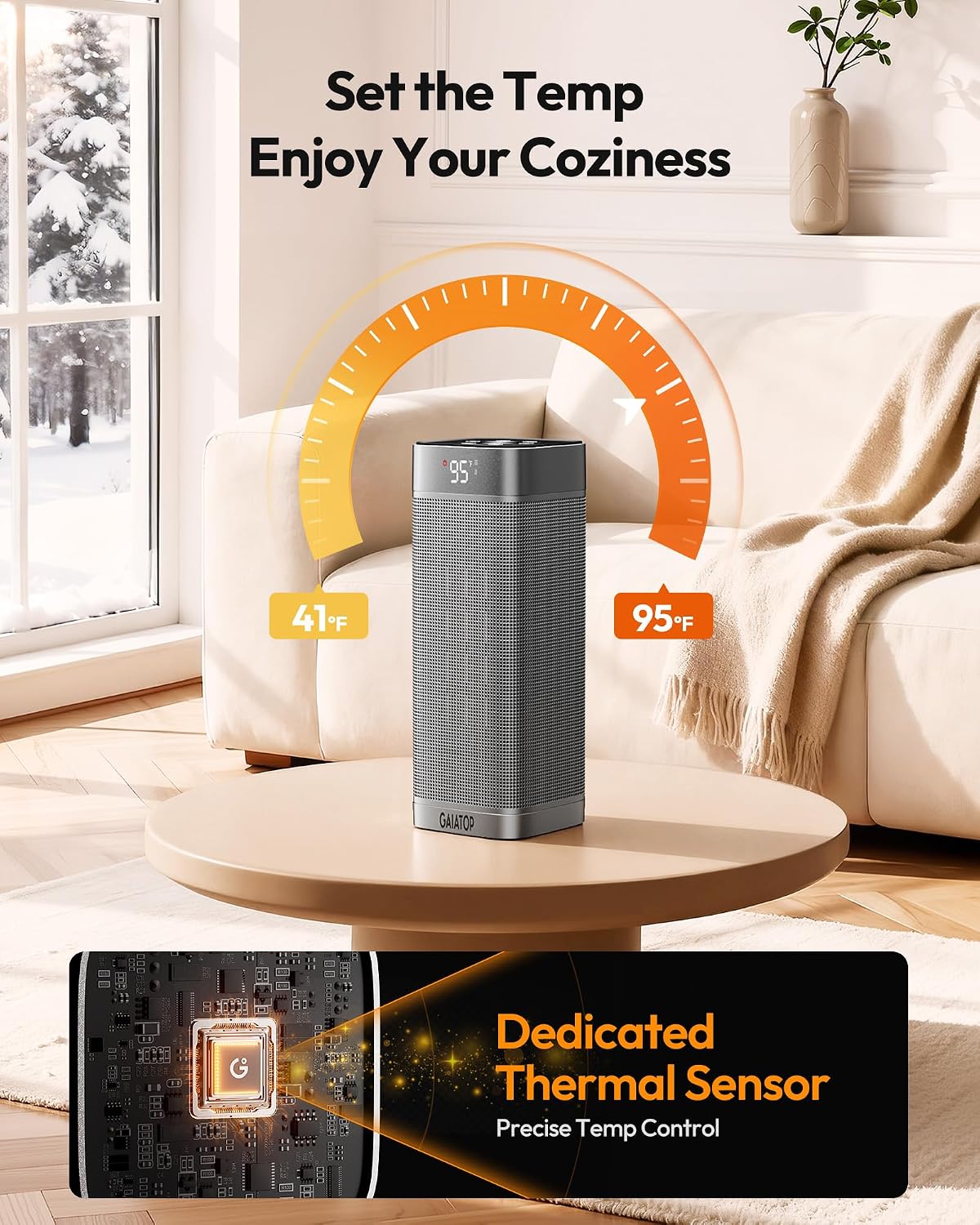 Thumbnail 6 de Gaiatop 1500W PTC Ceramic Space Heater with Remote