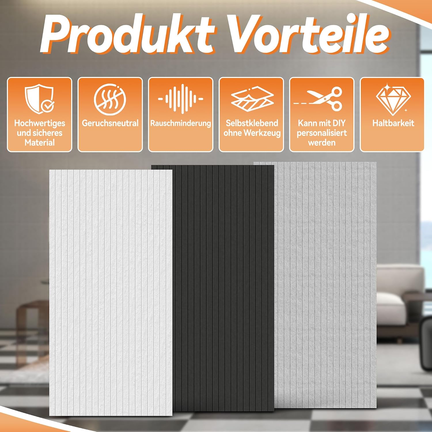 Detalle de ACXIN akoestische panelen, 12 stuks, zwart, 120 x 60 cm, zelfklevend 3D-vilt