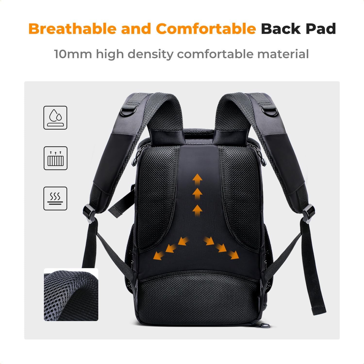Detalle 2 de K&F Concept Camera Backpack (Large Capacity) with Raincover – 25L photo bag with quick side access