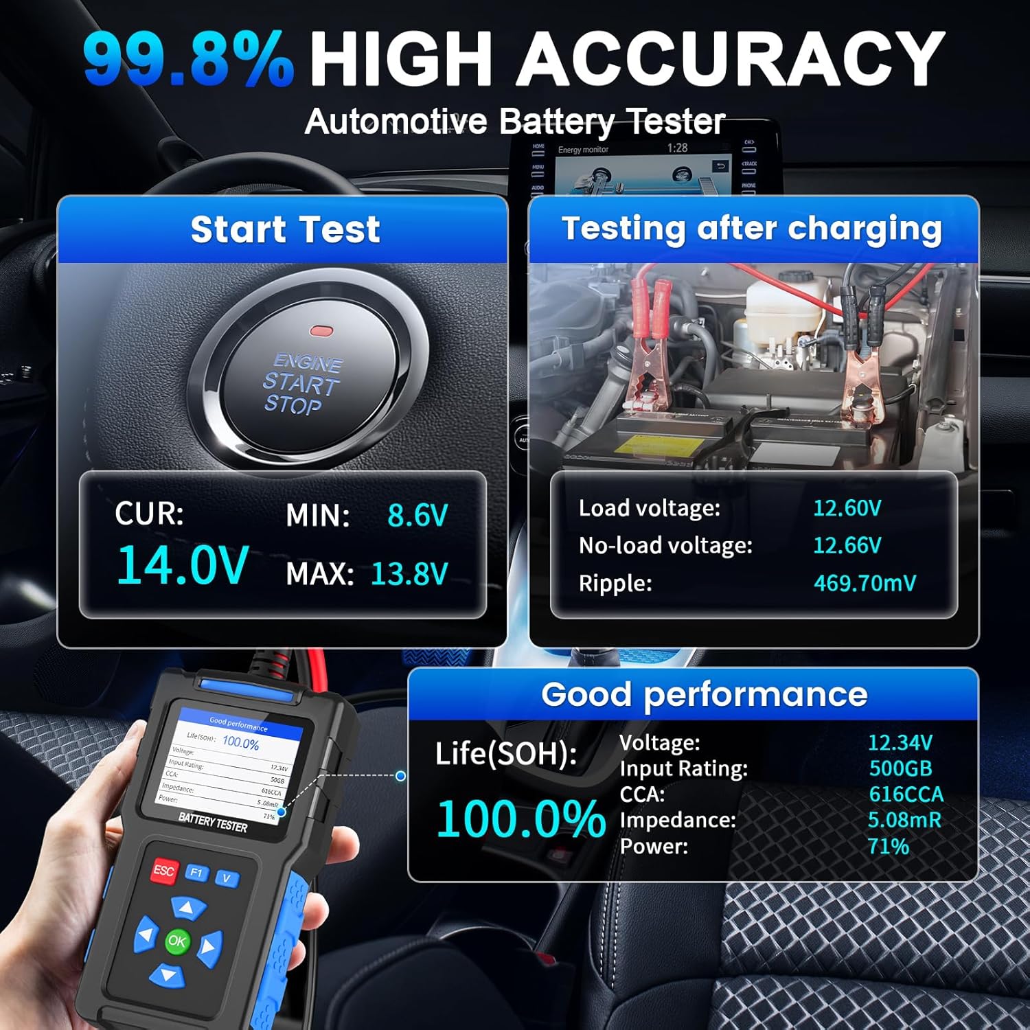 Thumbnail 2 de BT300 Battery Load Tester 12V, 20–2000 CCA car tester