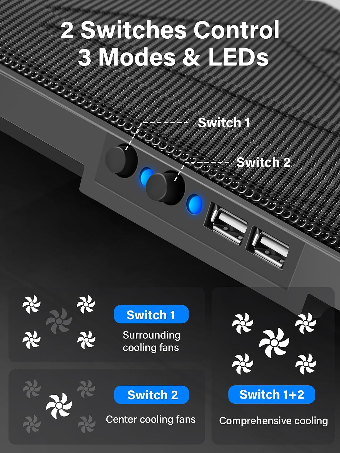 Detalle 2 de Kootek Laptop Cooling Pad 5 Fans
