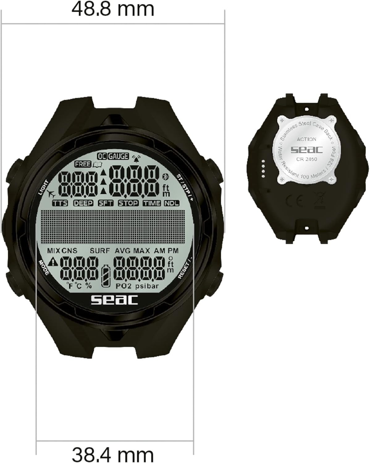 Thumbnail 2 de SEAC Action: computer subacqueo da polso per immersioni e apnea con dive log e allarmi di sicurezza