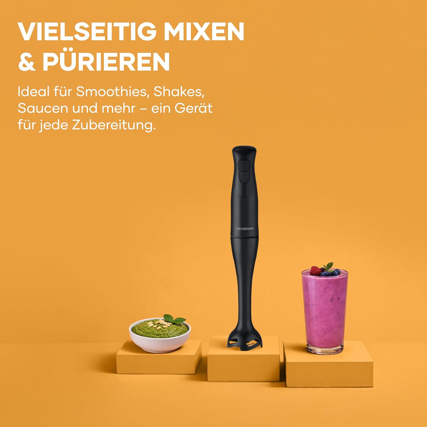Detalle de Severin Stabmixer SM 3760 – 350 W zum Pürieren und Zerkleinern, rutschfester Griff