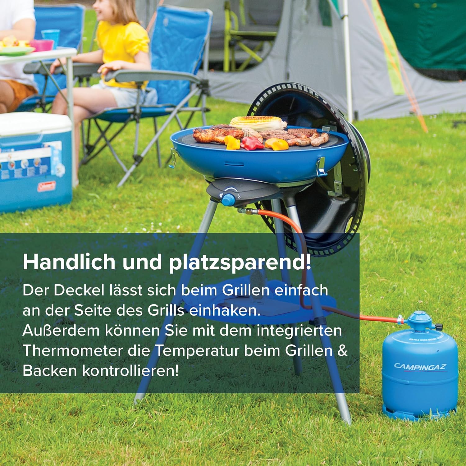 Detalle 2 de Campingaz Party Grill 600 Campingkocher – zuverlässige Piezo-Zündung und vielseitiges Kochsystem