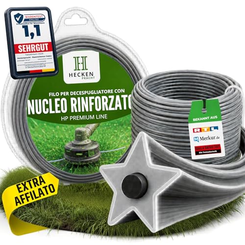 Detalle de Heckenpracht Filo decespugliatore con nucleo rinforzato 2 mm Ø x 50 m – Profilo a stella extra affilato
