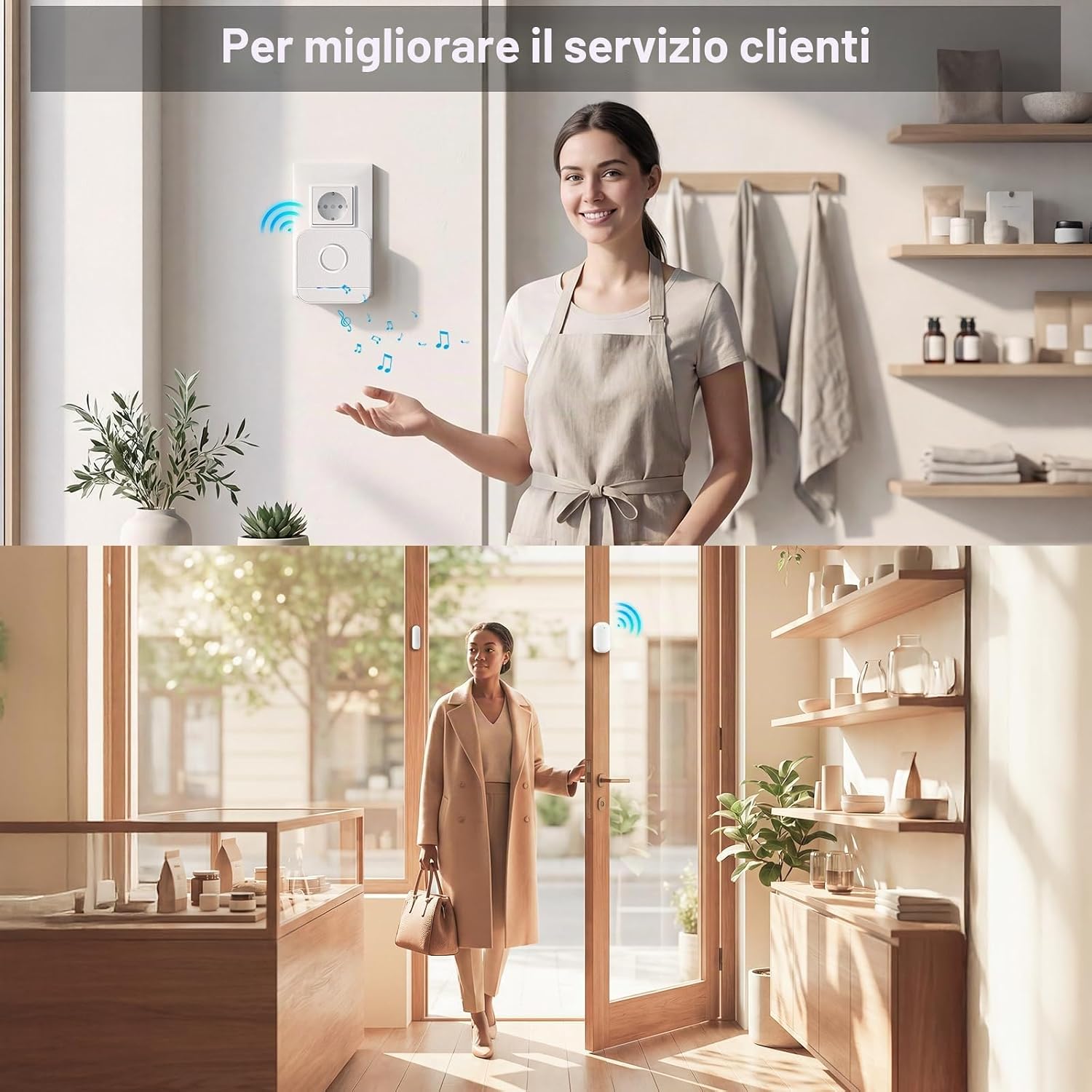 Thumbnail 3 de BITIWEND Sensore Porta Finestra Campanello: allarme wireless 0–110 dB, fino a 182 m, 58 melodie e espandibilità