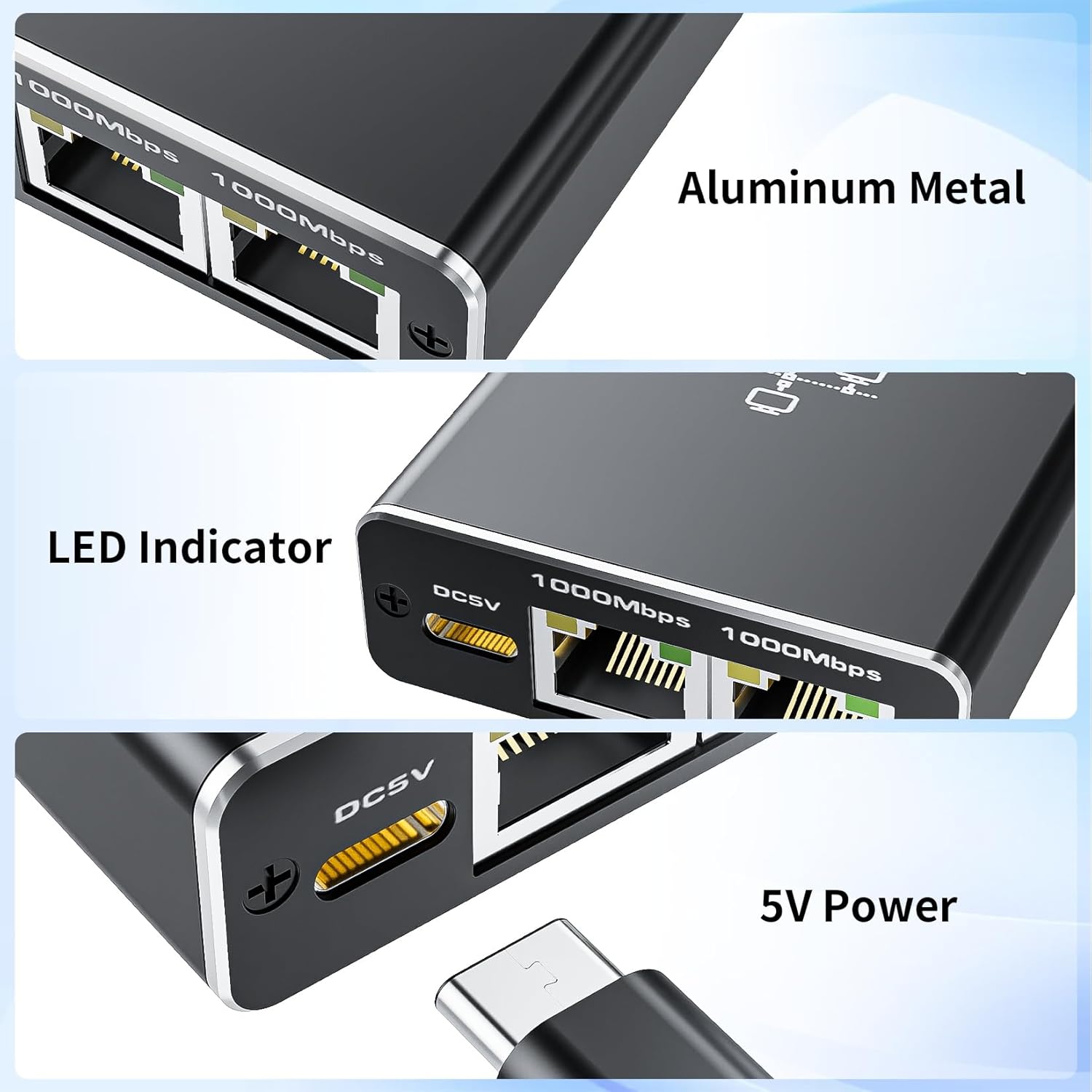 Detalle 2 de BolAAzuL Ethernet splitter 1 to 3, 1000Mbps