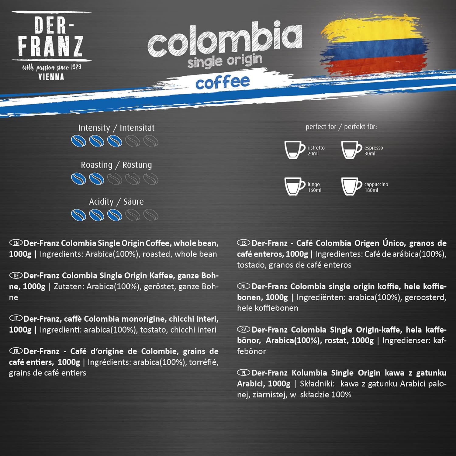 Thumbnail 2 de Der-Franz Columbia Single Origin Kaffee 1000 g