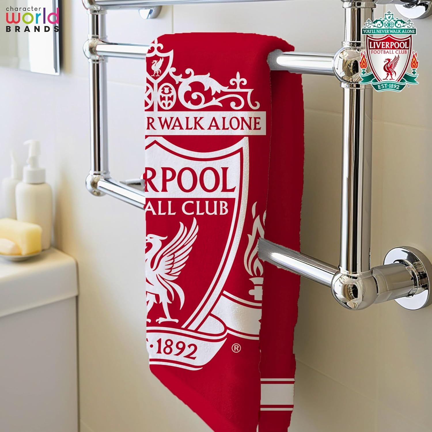 Detalle 2 de Liverpool FC Official Towel 75 x 150 cm – 100% Cotton, Quick-Dry, Official Merchandise