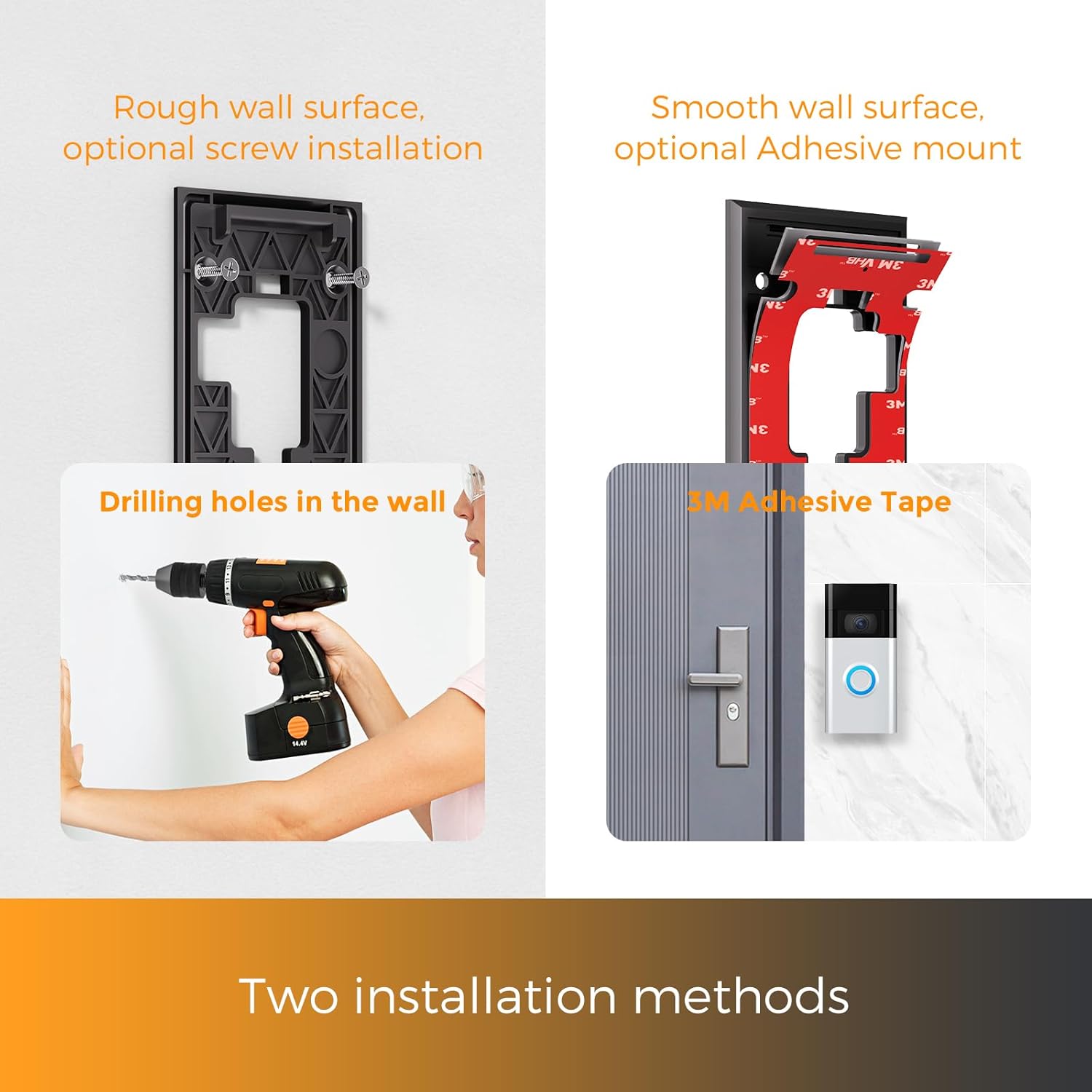 Thumbnail 2 de 2020 Doorbell Mount No Drill for Ring Video Doorbell 2nd Generation (2020 Release) – Adhesive Backplate & Bracket kit