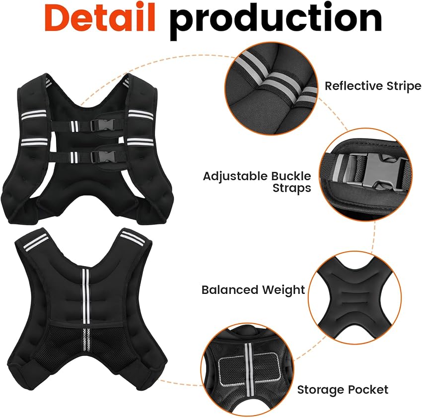 Thumbnail 6 de Poudee Weighted Vest 20lb adjustable for training ๐
