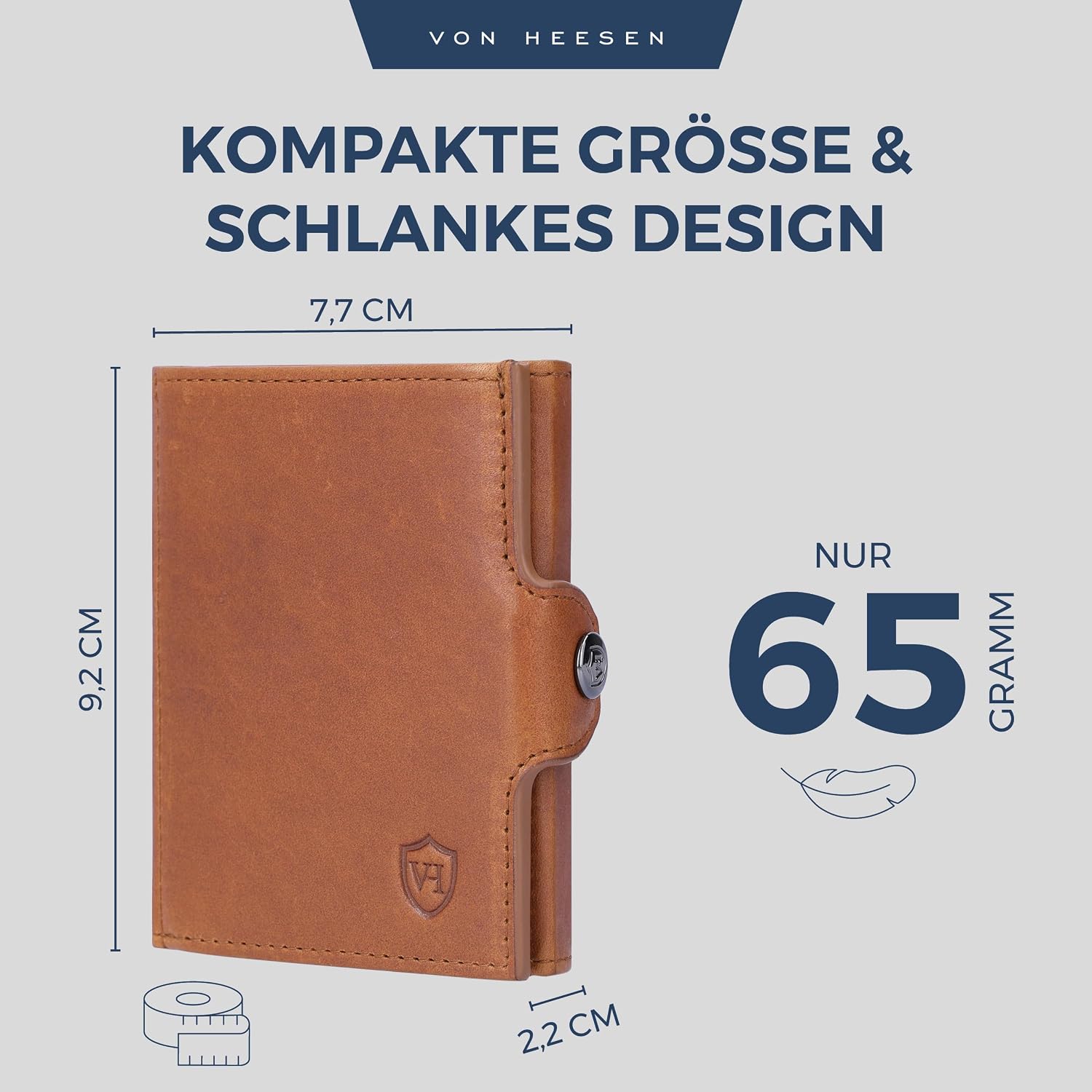 Thumbnail 4 de VON HEESEN Slim Wallet Cognac Waxy 9,2×7,7×2,2 cm