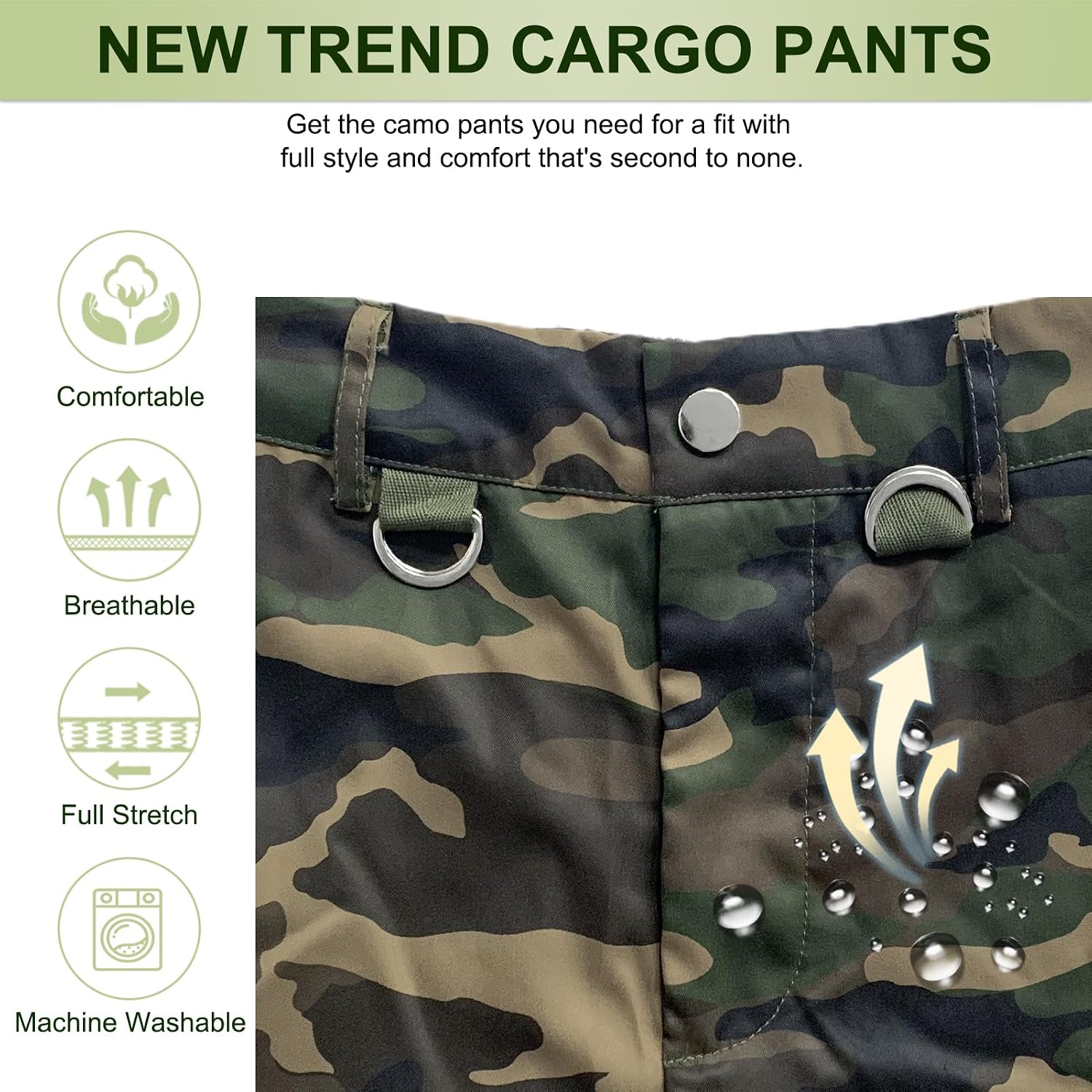 Thumbnail 6 de SDNGED Women's Camo Cargo Pants, Polyester-Spandex
