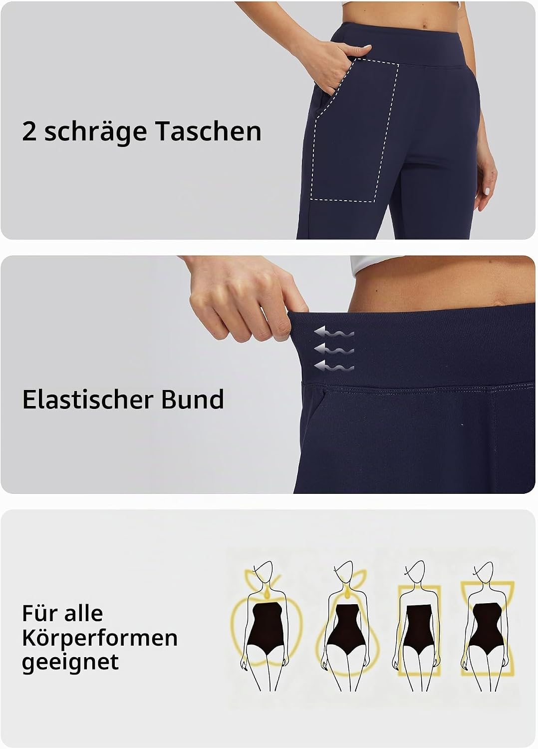 Detalle de Libin Damen Golfhosen 7/8 Lang – Leichte, atmungsaktive Freizeit- und Golfhose mit UV-Schutz